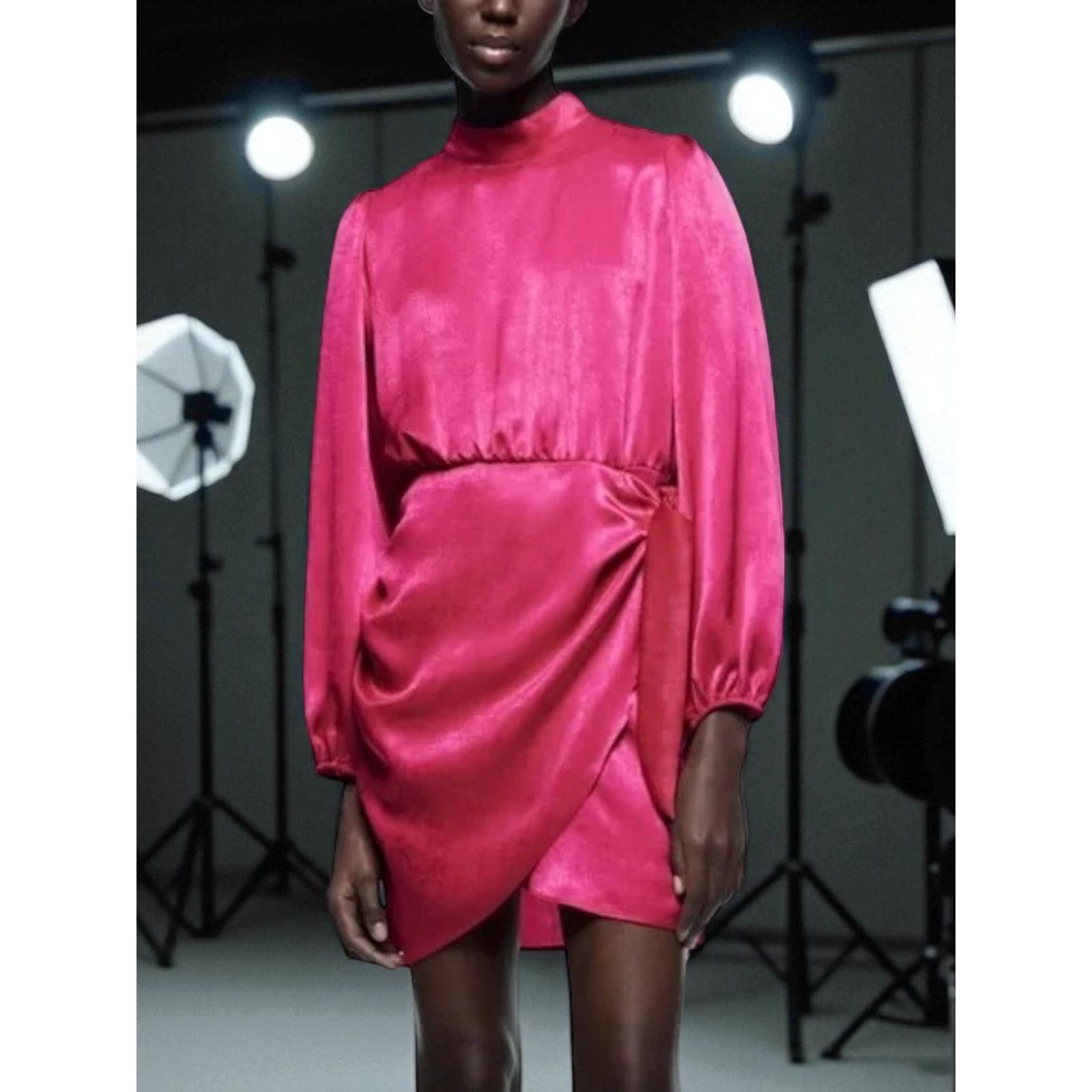 Zara Zara Satin Effect Mock Neck Dress Size: XS - NWT Size XS / US 0-2 / IT 36-38 - 2 Thumbnail