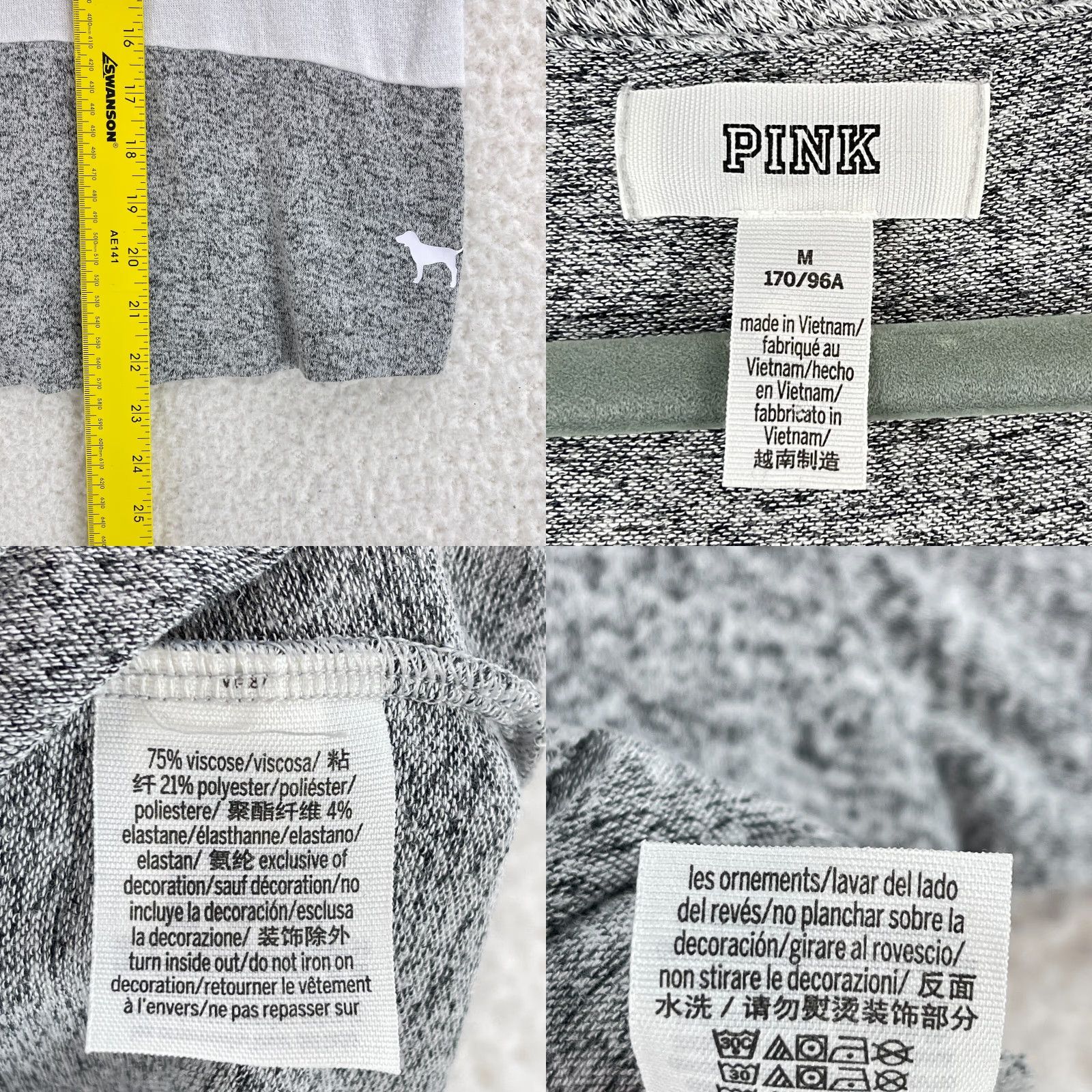 Victoria's Secret PINK Victoria's Secret Shirt Womens Medium Gray Colorblock V-Neck Long Sleeve Size M / US 6-8 / IT 42-44 - 8 Thumbnail