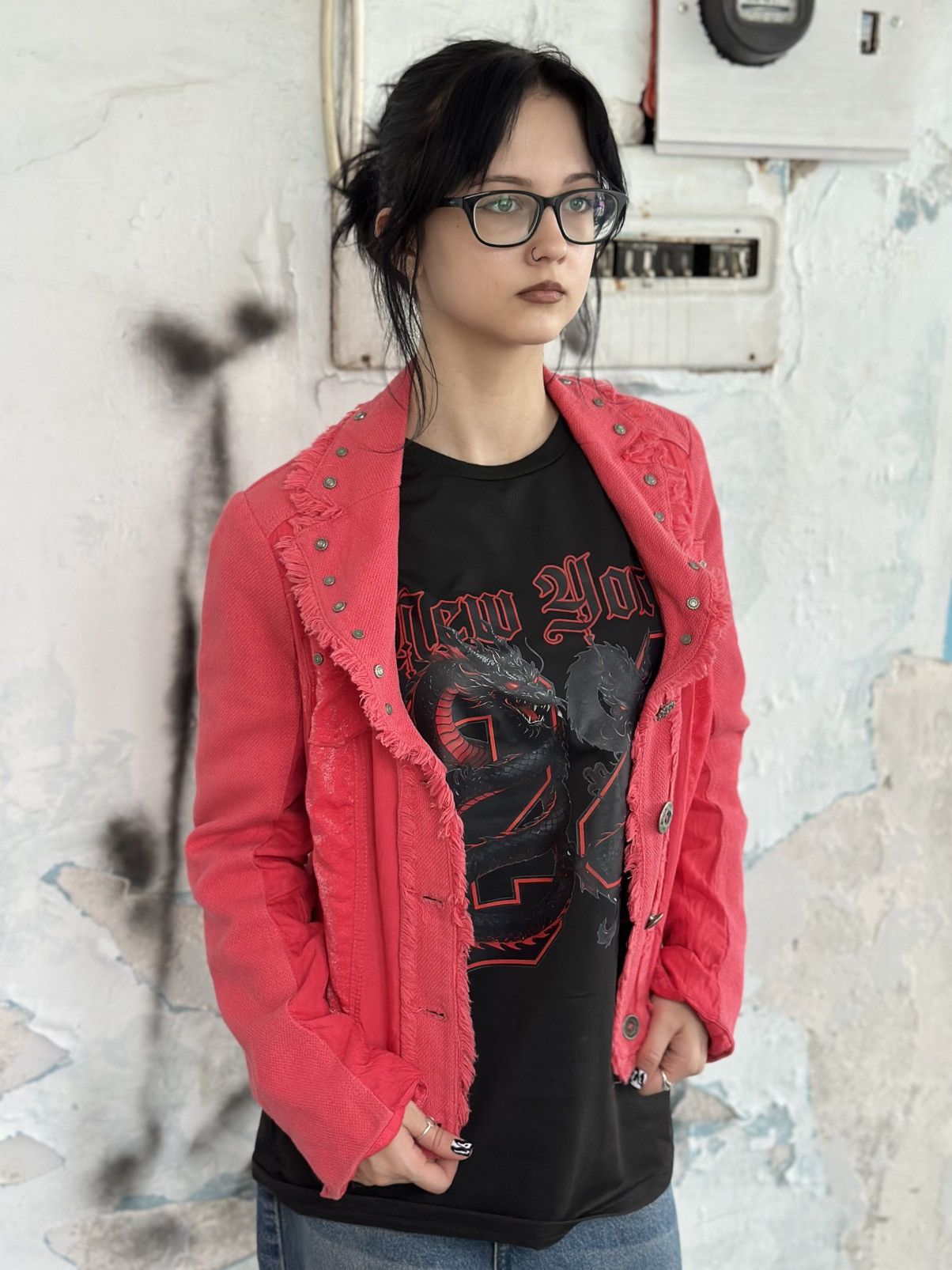 Bias VTG Japanese Style Denim Jacket Biba Size 36 Custom Coral Size S / US 4 / IT 40 - 1 Thumbnail