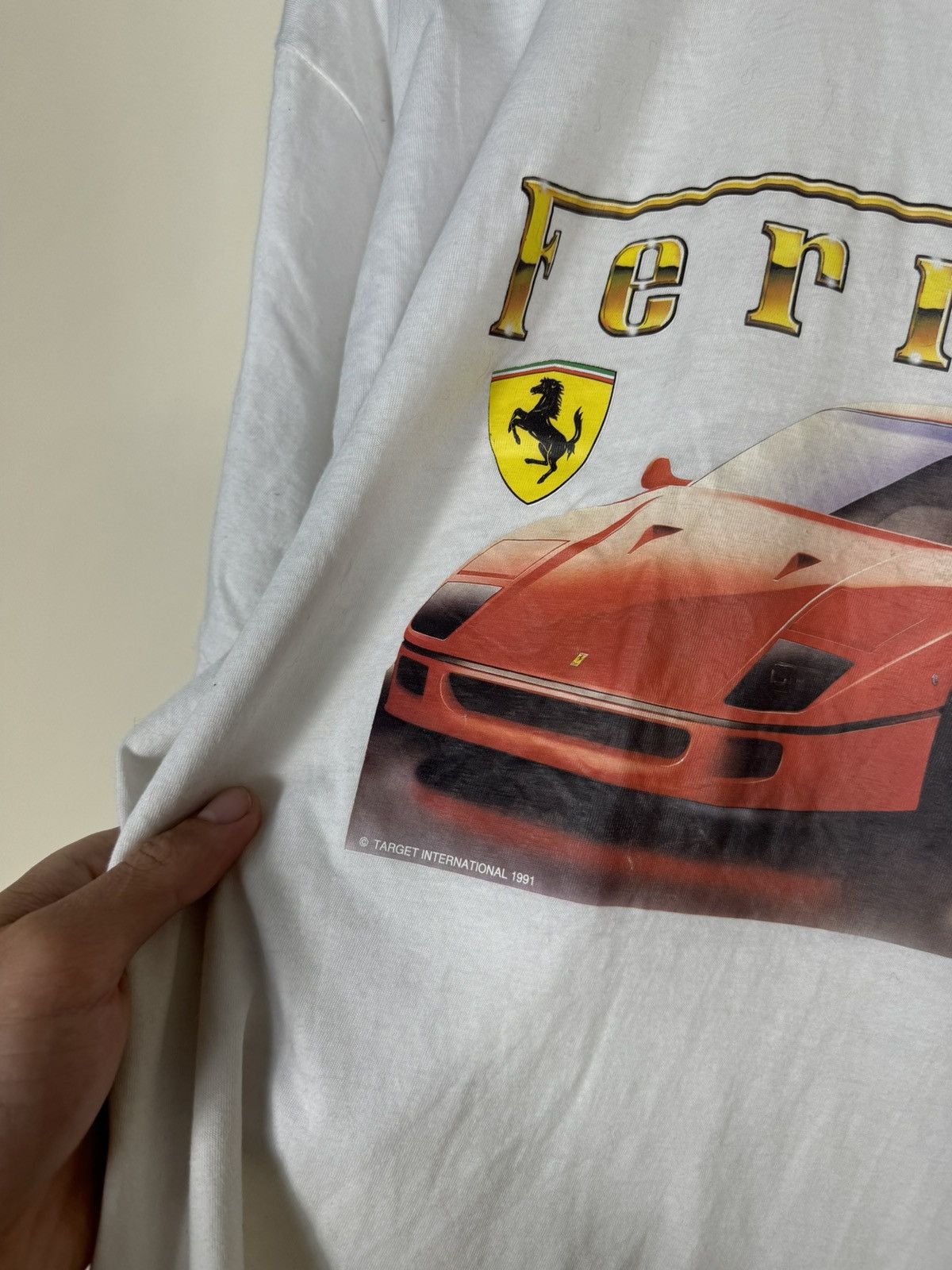 Ferrari × Vintage Ferrari F40 1991 Target International Supercar T Shirt Size US L / EU 52-54 / 3 - 4 Thumbnail