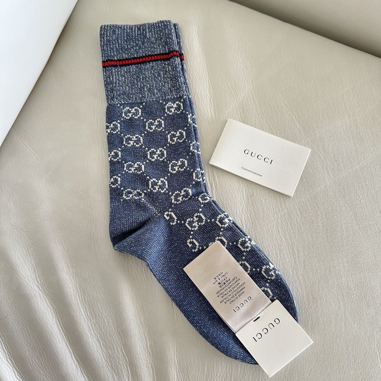 Gucci NWT Gucci Socks BLUE GG LOGO Wool Sz S Size ONE SIZE - 2 Thumbnail