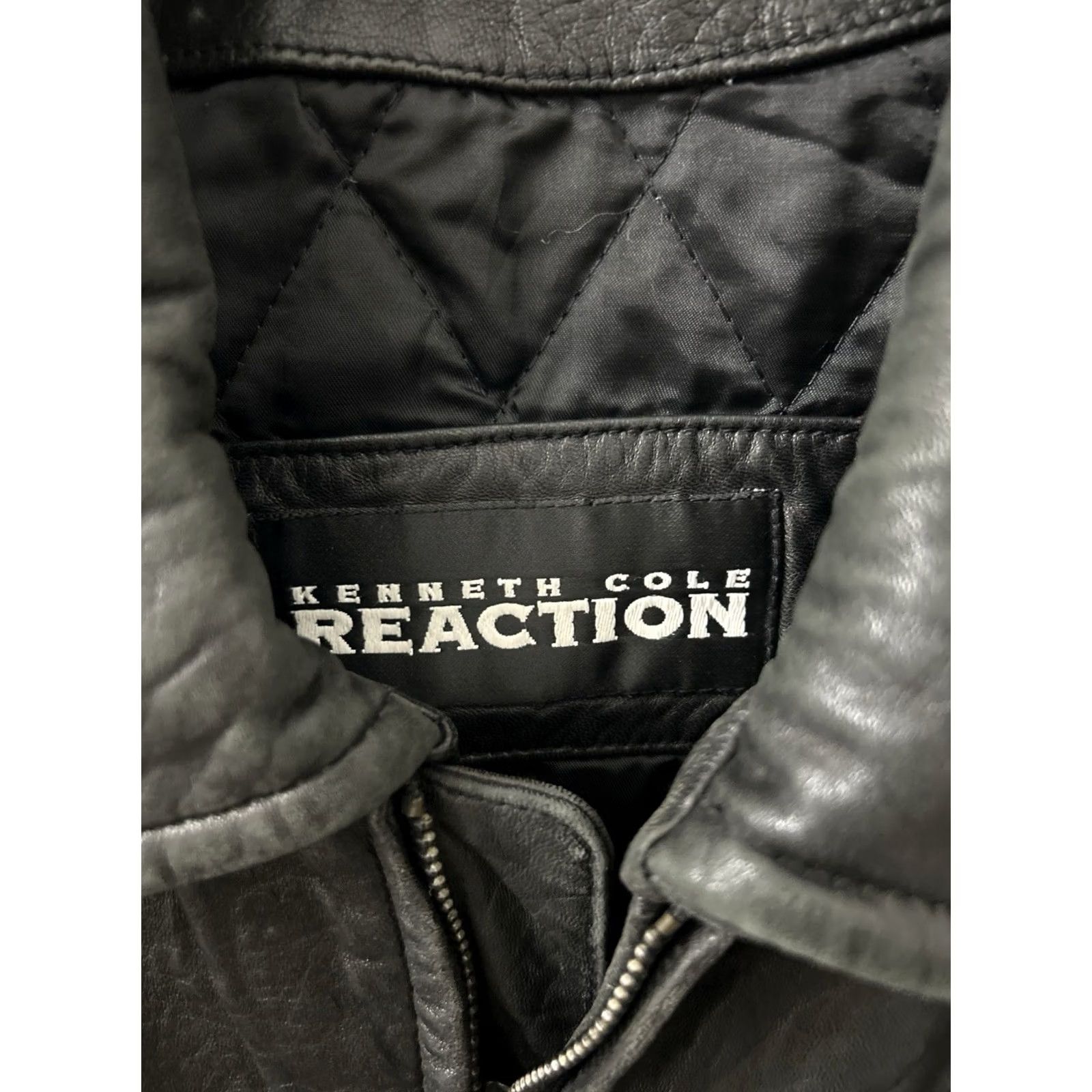 Kenneth Cole KENNETH COLE REACTION Leather Jacket Mens XL Black Full Zip Quilted Size US XL / EU 56 / 4 - 4 Thumbnail