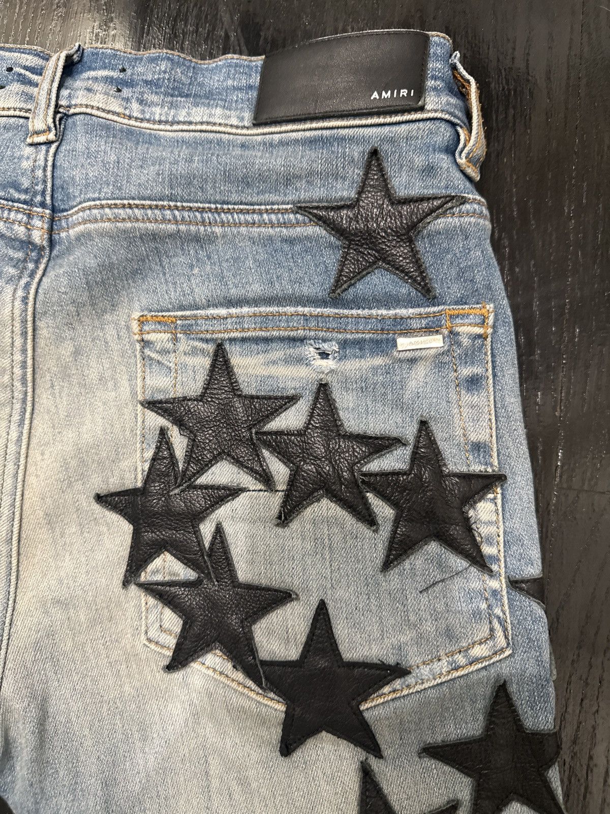 Amiri AMIRI All-Over Leather Star Patch Denim (Mike Amiri) Size US 30 / EU 46 - 3 Thumbnail