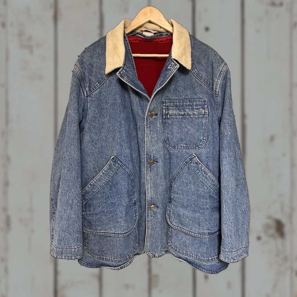 Vintage VINTAGE L.L. Bean Jacket Denim Chore Barn Coat Wool Lined 5 Front Pockets XL Men Blue Size US 36 / EU 52 - 1 Thumbnail