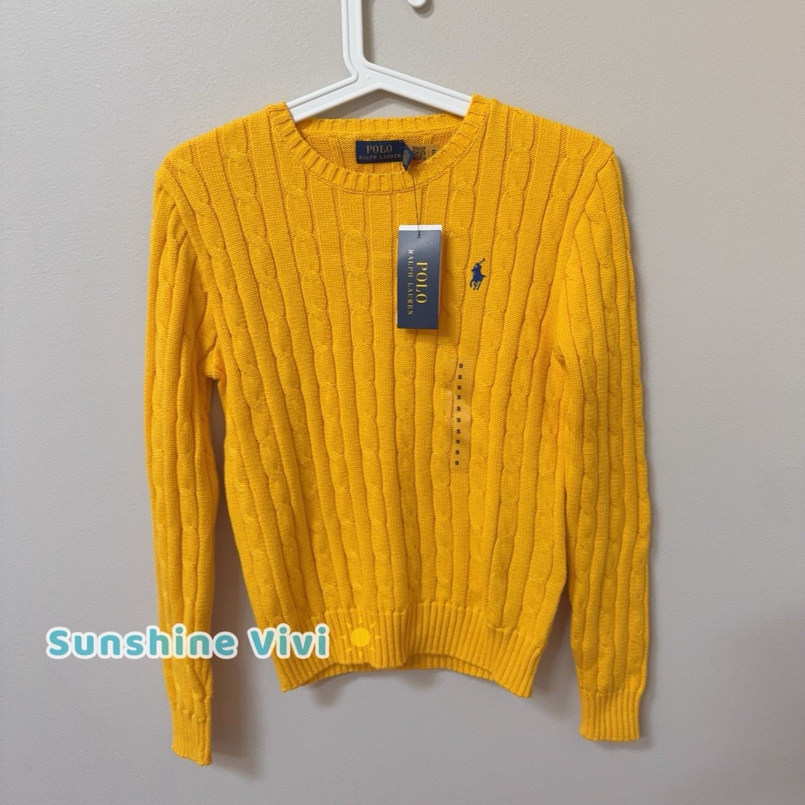 Polo Ralph Lauren NWT Polo Ralph Lauren Cable Knit Crewneck Sweater Yellow Size S / US 4 / IT 40 - 1 Thumbnail