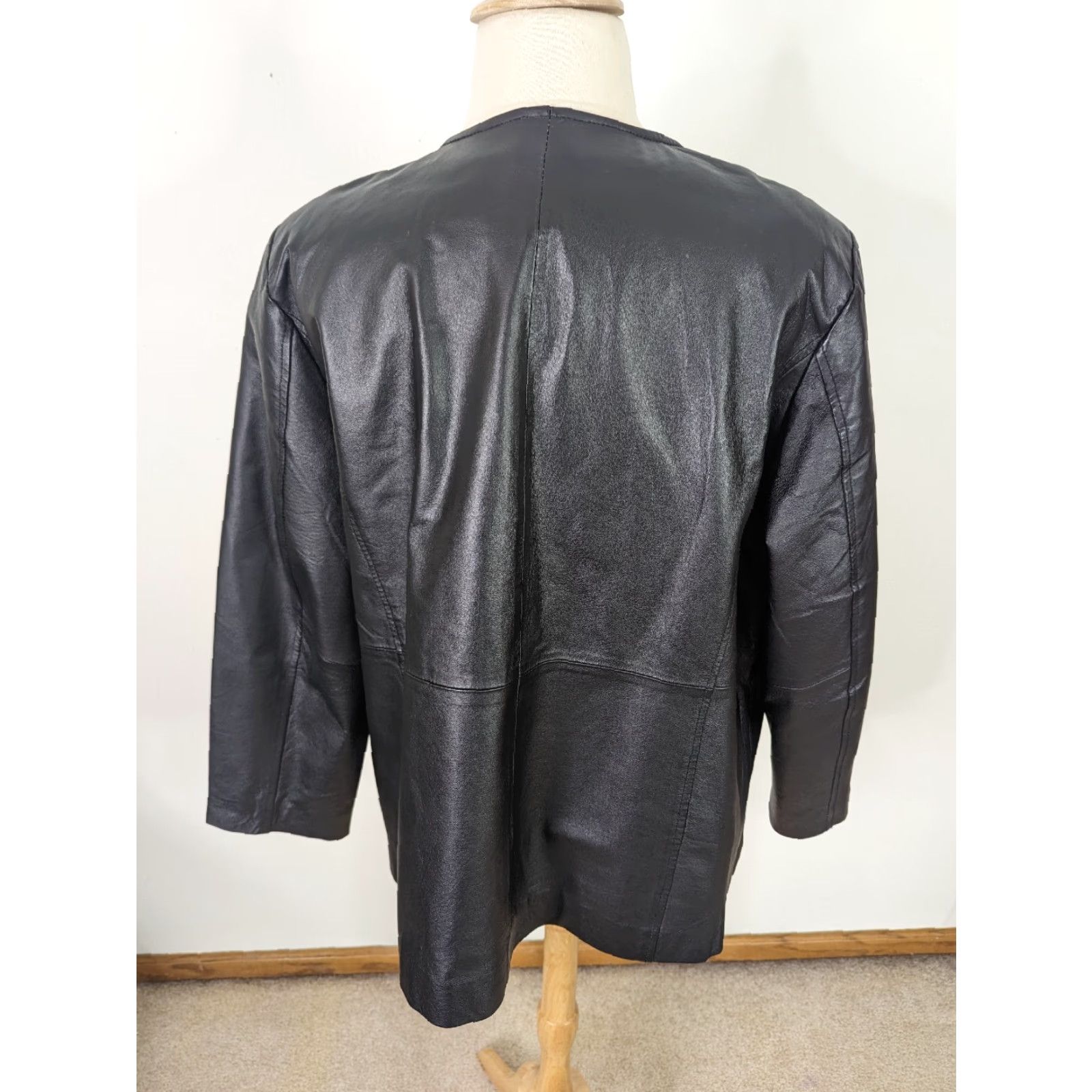 Vintage VINTAGE Leather Jacket Coat Women's 2X Black Moto Bomber Jacket 00s Y2K Maggie Barnes Plus Size Women Size XXL / US 16-18 / IT 52-54 - 3 Thumbnail