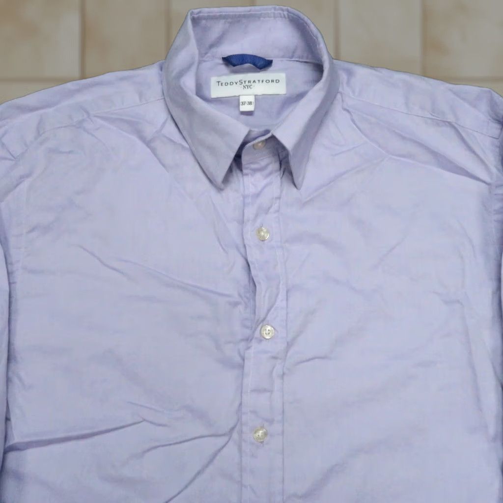 Vintage VINTAGE Teddy Stratford Shirt Men Medium Purple Zip Oxford Long Sleeve 37-38 Size US M / EU 48-50 / 2 - 1 Thumbnail