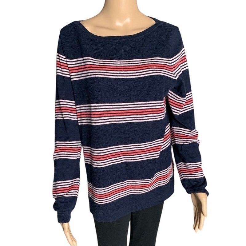 Tommy Hilfiger Tommy Hilfiger Men's Large Pullover Sweater Stripped Blue Size US L / EU 52-54 / 3 - 1 Thumbnail