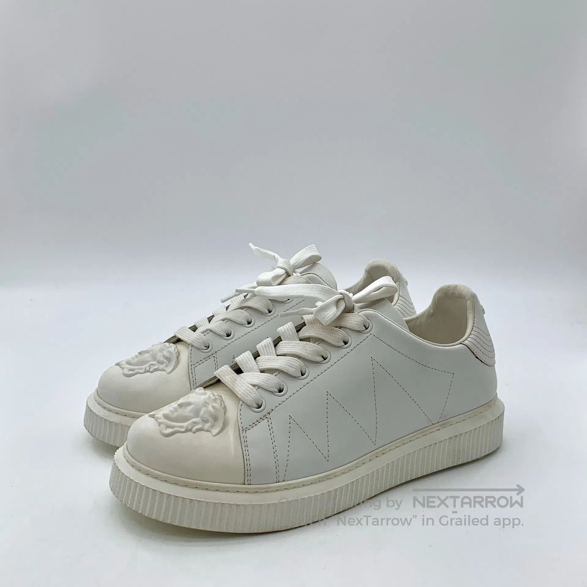 Versace Versace White Medusa Head Leather Lace-Up Casual Flat Loaf Size US 9 / IT 39 - 1 Thumbnail