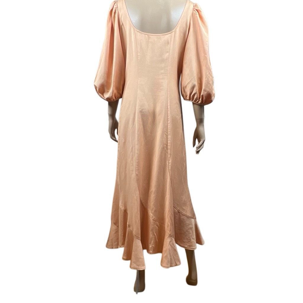 Loeffler Randall NWT Loeffler Randall Carmina Curve Seam Puff Sleeve Dress Cipria Peach Size 4 (037) Size S / US 4 / IT 40 - 8 Thumbnail