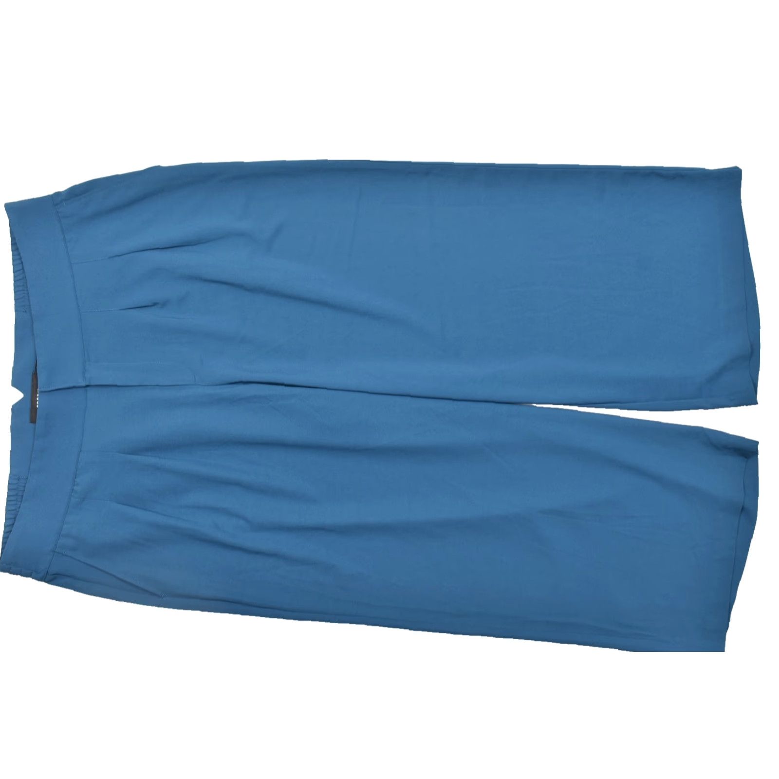 Torrid Torrid Plus Size 20 Teal Blue Wide-Leg Culotte Pants Pleated Front High Rise Elastic Back Poly Dress Pants, Zip, Machine Washable, Solid Blue, Women Size 42" / US 20 - 2 Thumbnail