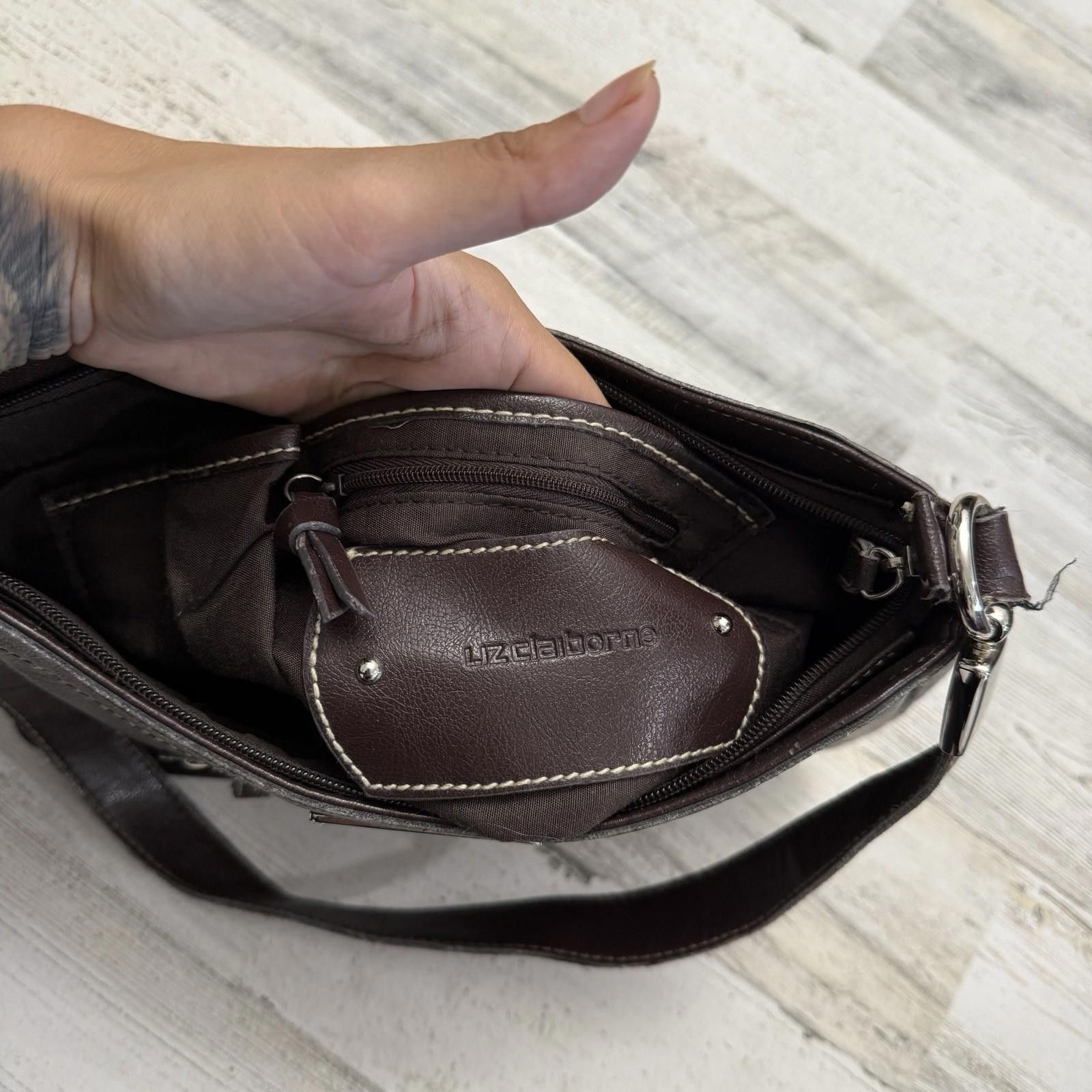 Designer Liz Claiborne Brown Leather Hobo Bag Vintage Boho Style Size ONE SIZE - 6 Thumbnail