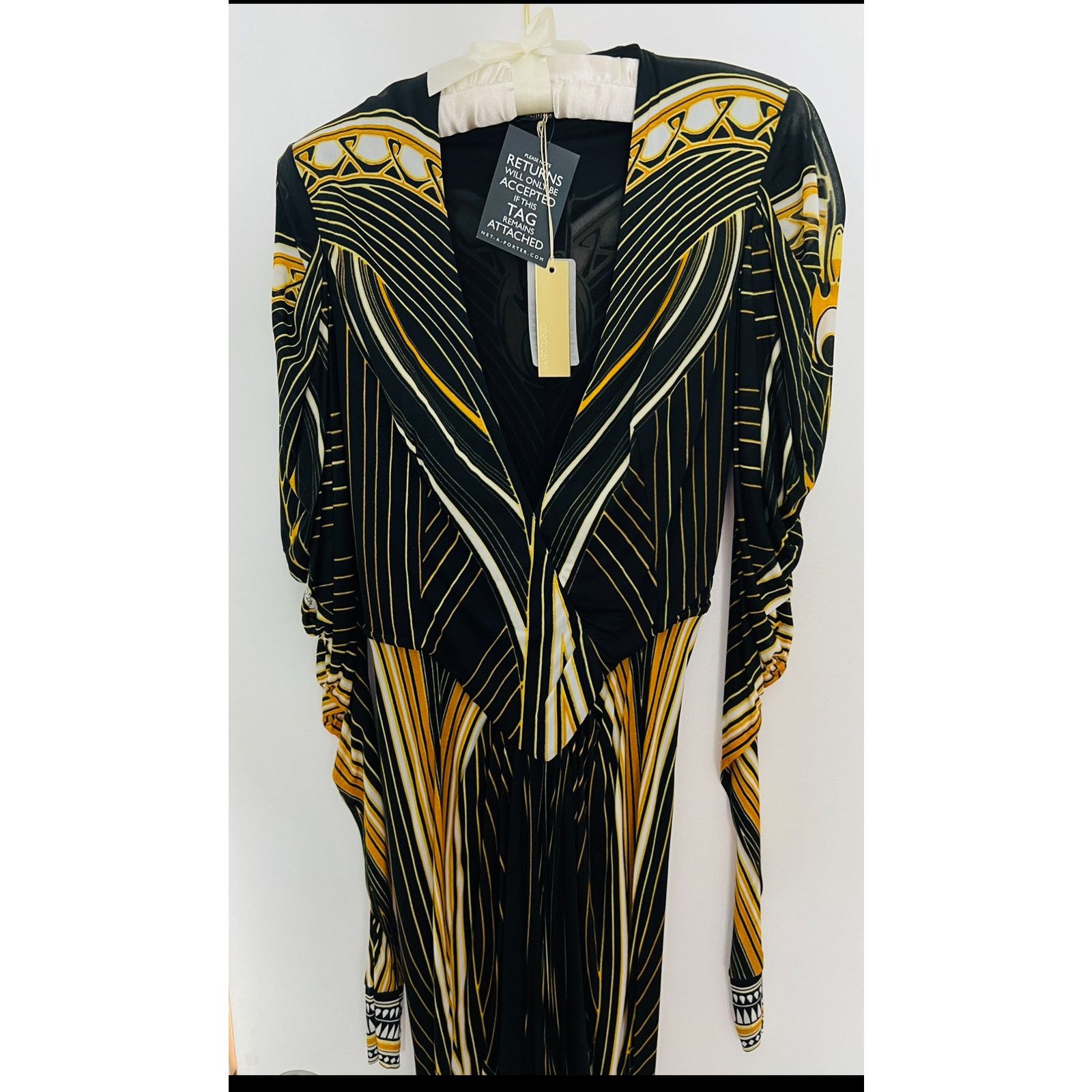 Roberto Cavalli Roberto Cavalli 2007 black gold printed Egyptian dress Sz 40 Size S / US 4 / IT 40 - 6 Thumbnail