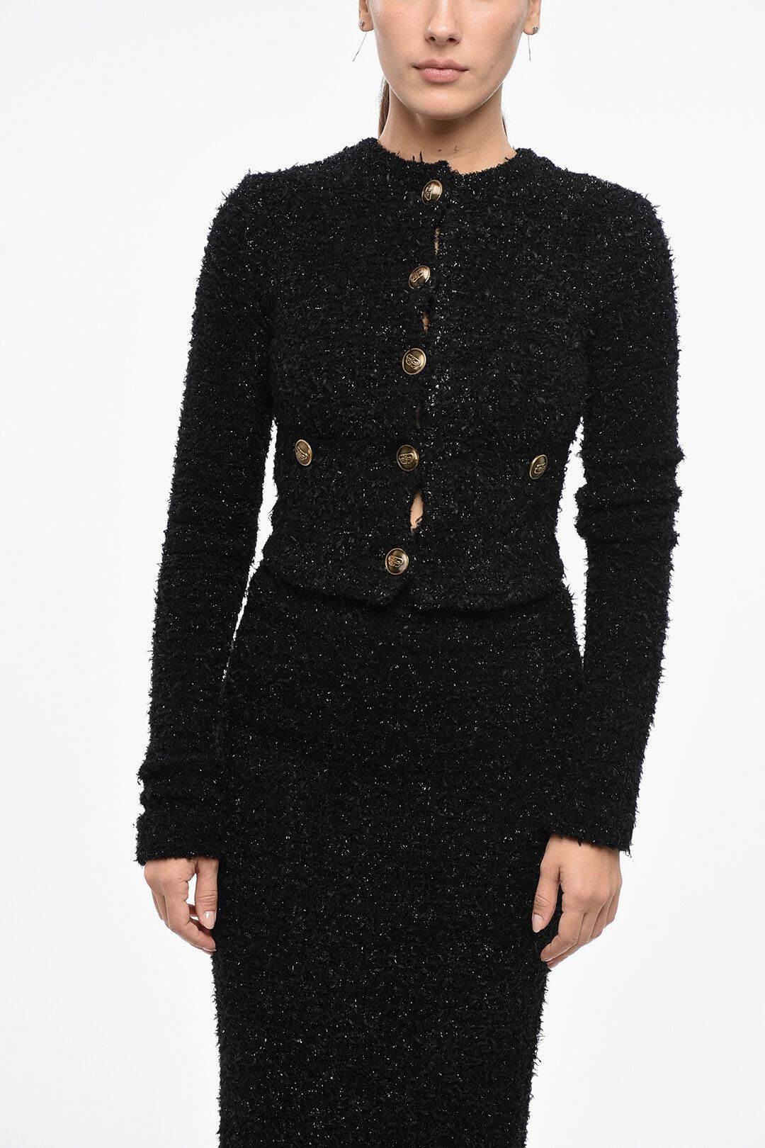 Balenciaga Tweed and Lurex Cropped Cardigan Size S / US 4 / IT 40 - 1 Thumbnail