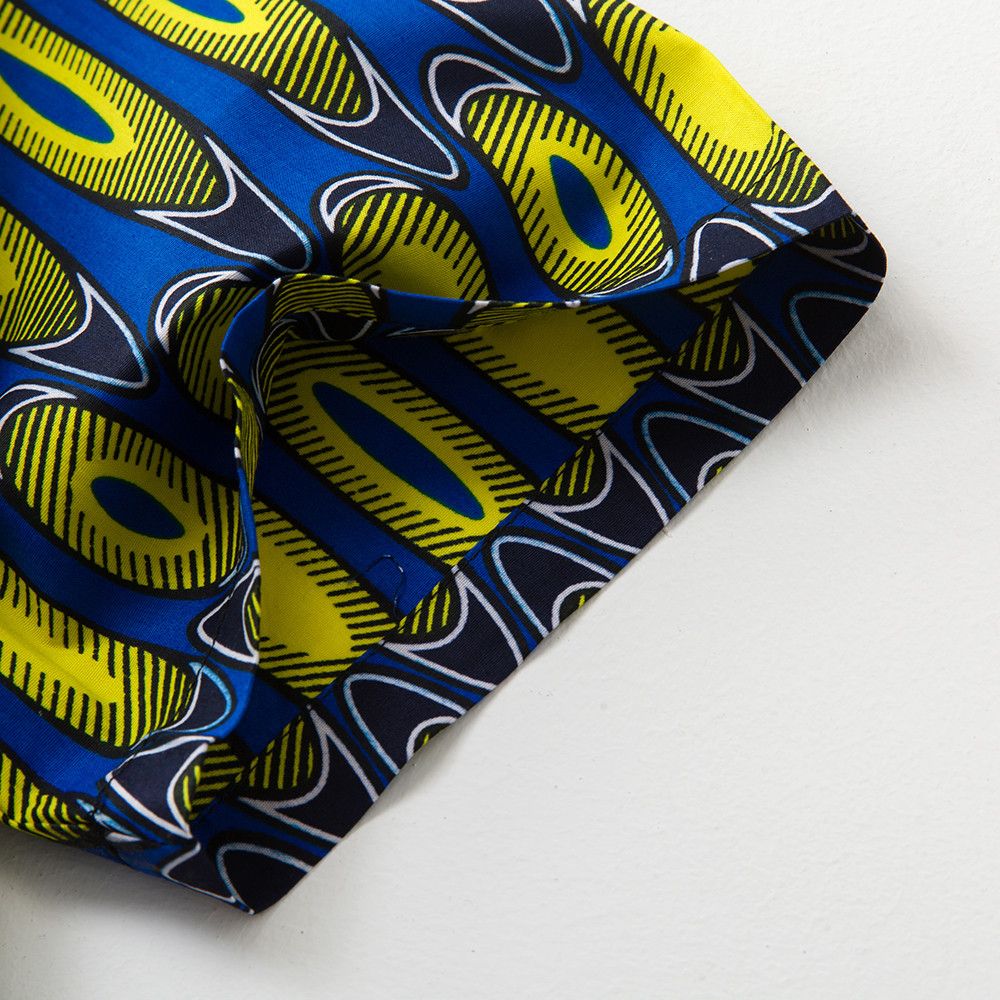 Other African Wax Print Round Neck Polo Shirt Short Sleeves Size US M / EU 48-50 / 2 - 6 Thumbnail