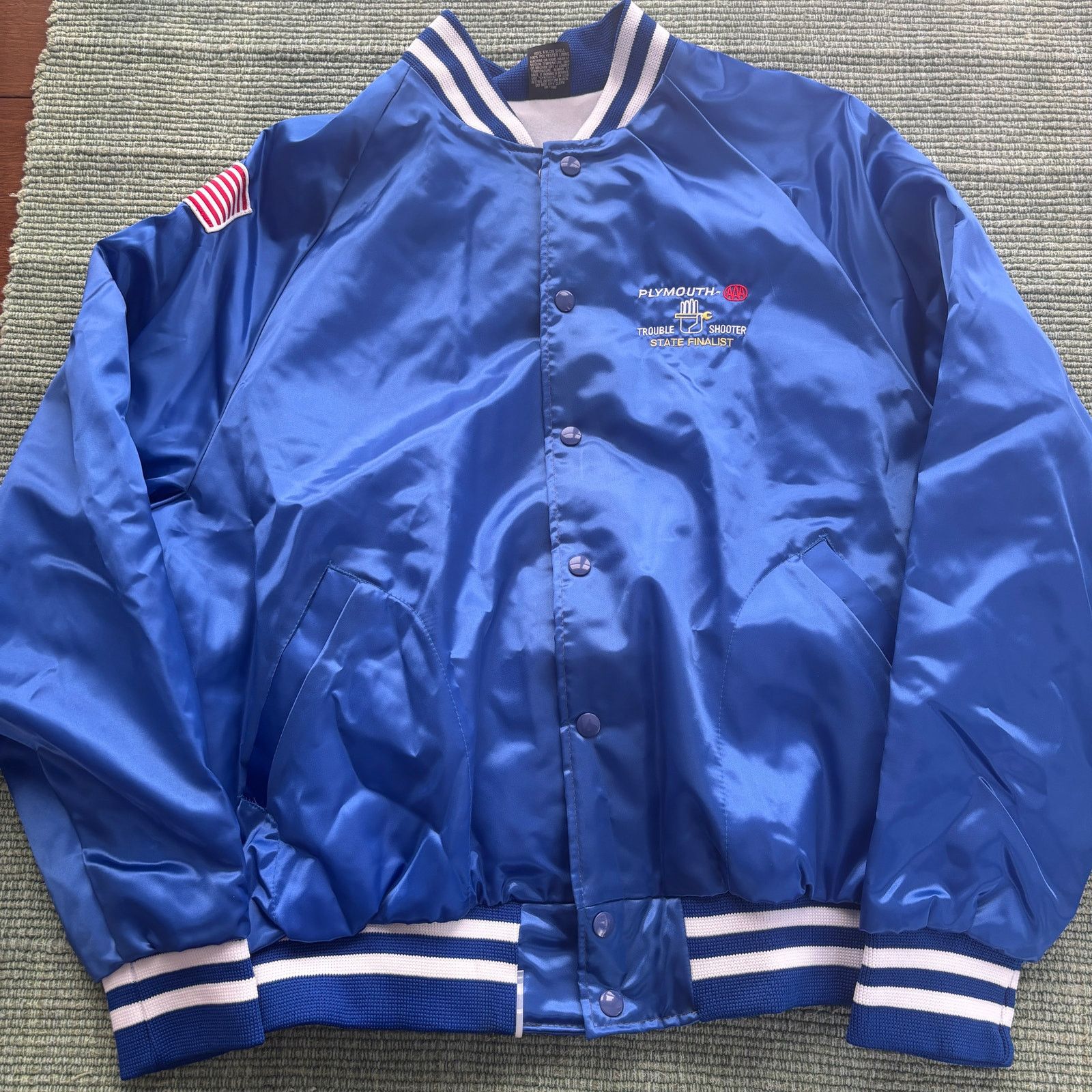Vintage 1980s vintage shiny blue satin bomber jacket Size US XL / EU 56 / 4 - 1 Thumbnail