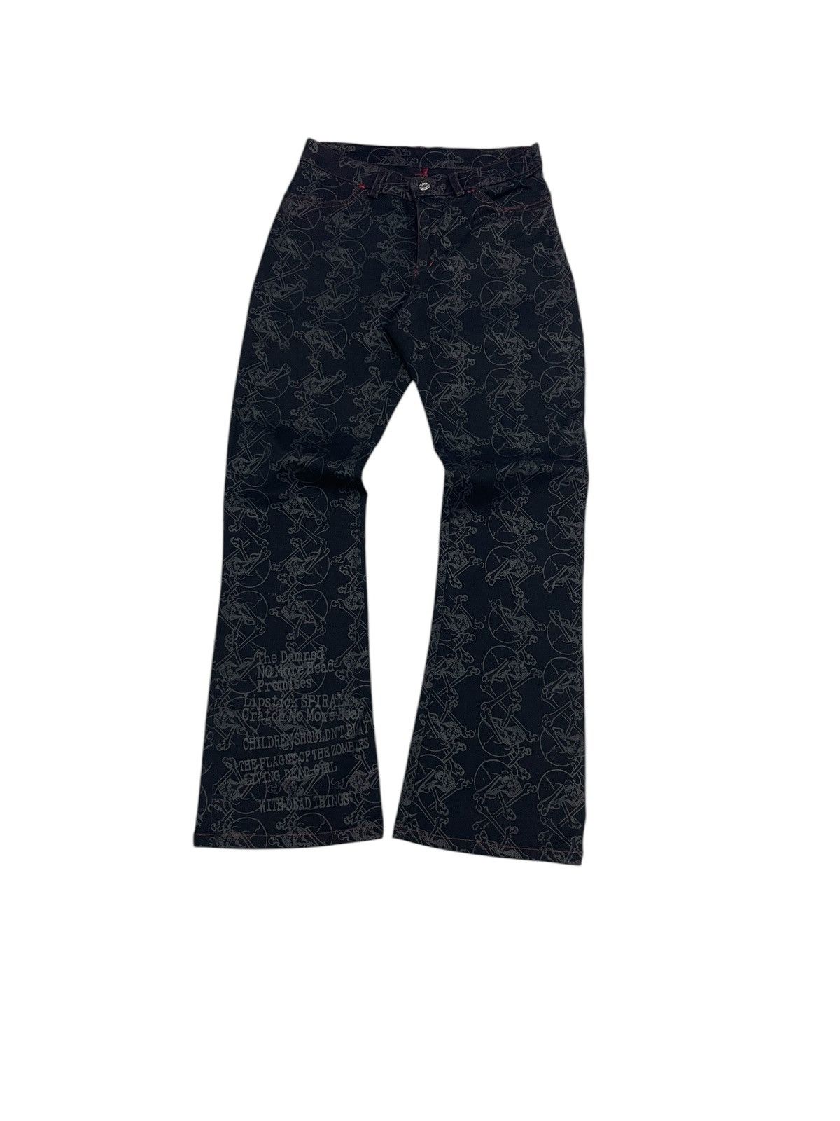Hysteric Glamour × If Six Was Nine × Japanese Brand H.naoto Anarchy Skull Monogram Flare Pants Size US 28 / EU 44 - 2 Thumbnail