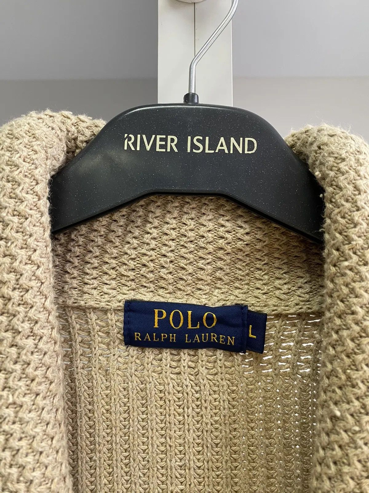 Polo Ralph Lauren × Ralph Lauren × Vintage Vintage Polo Ralph Lauren Knitted Beige Cardigan Size US L / EU 52-54 / 3 - 7 Thumbnail