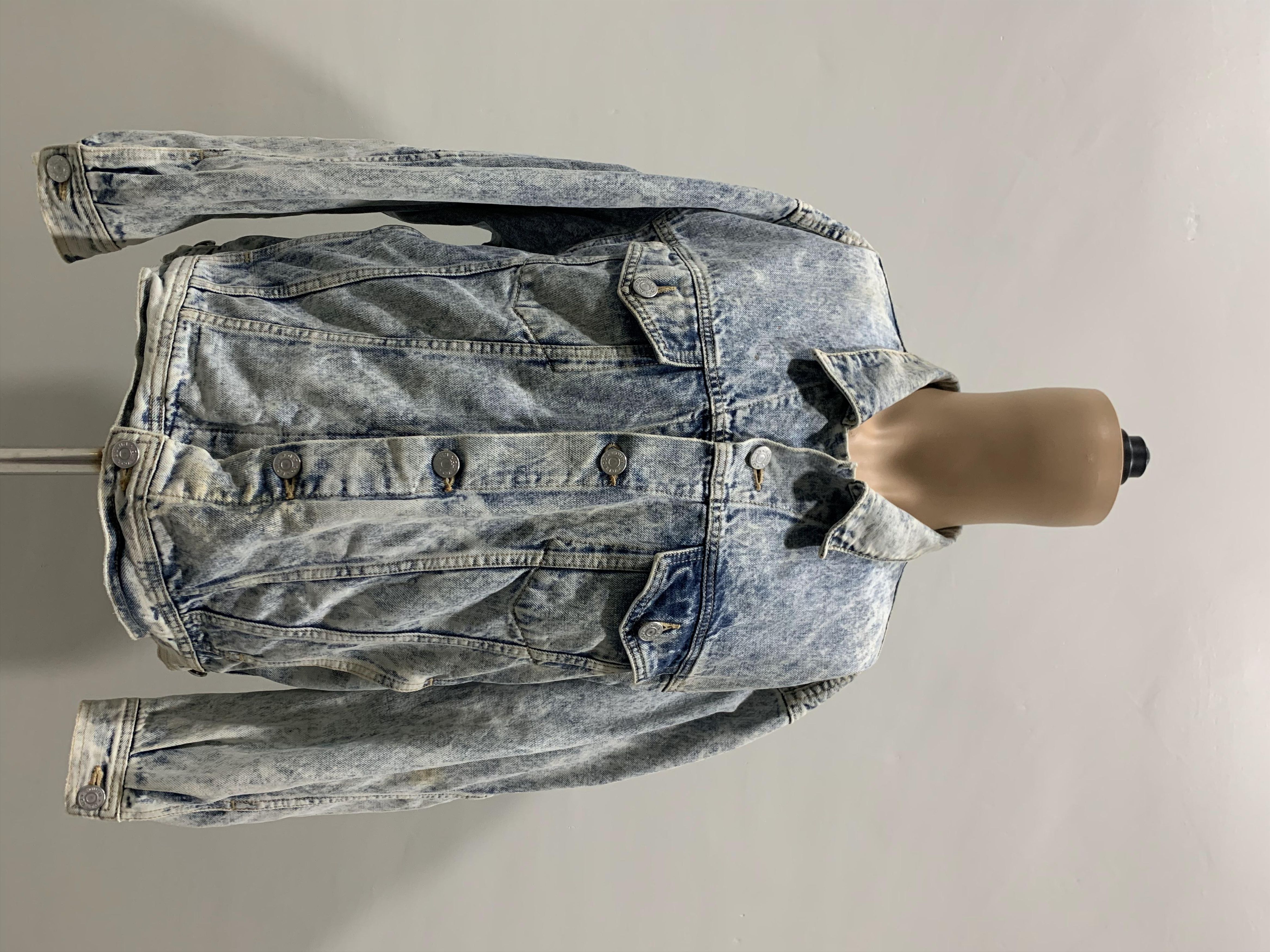 image of Edwin Distressed Acid Wash Denim Jacket, Men's (Size Large)
