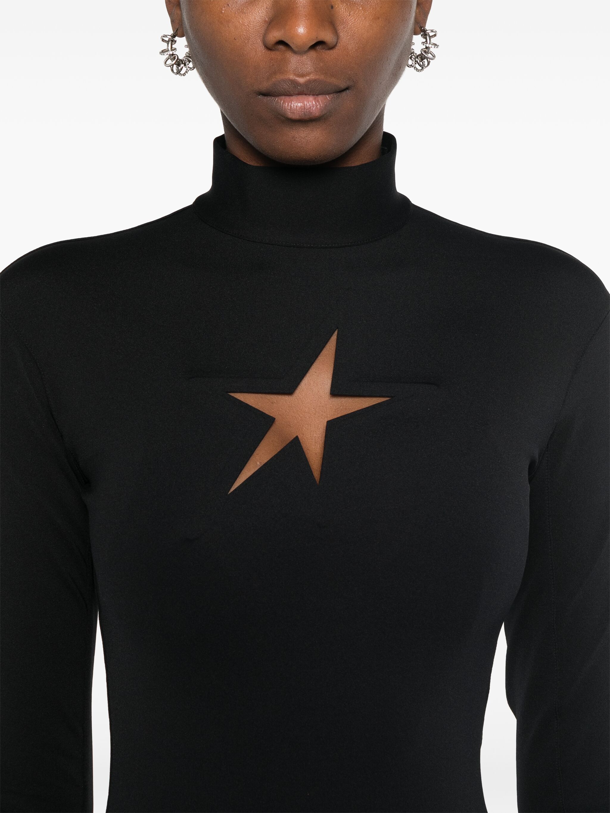 Mugler o1s22i1n1024 Long-Sleeved Star Top in Black Size M / US 6-8 / IT 42-44 - 5 Thumbnail