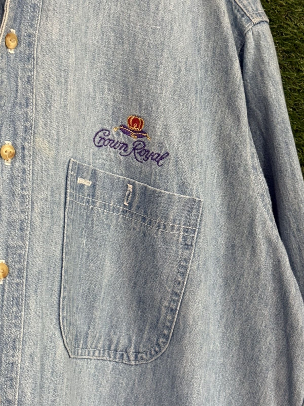 Vintage RARE Crown Royal Made in USA Denim Jean Whisky Shirt Liquor Size US L / EU 52-54 / 3 - 2 Thumbnail
