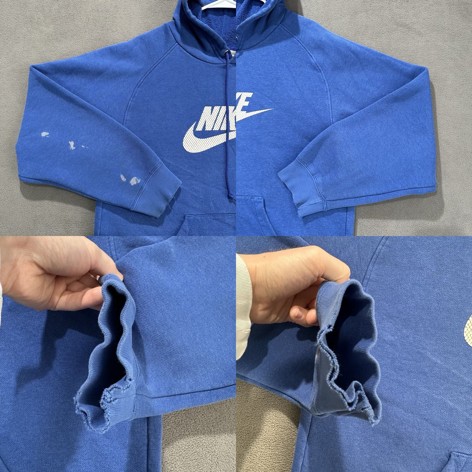 Nike VINTAGE Nike Sweatshirt Mens Large Blue Center Swoosh Hoodie Gray Tag Y2K READ Size US L / EU 52-54 / 3 - 8 Thumbnail