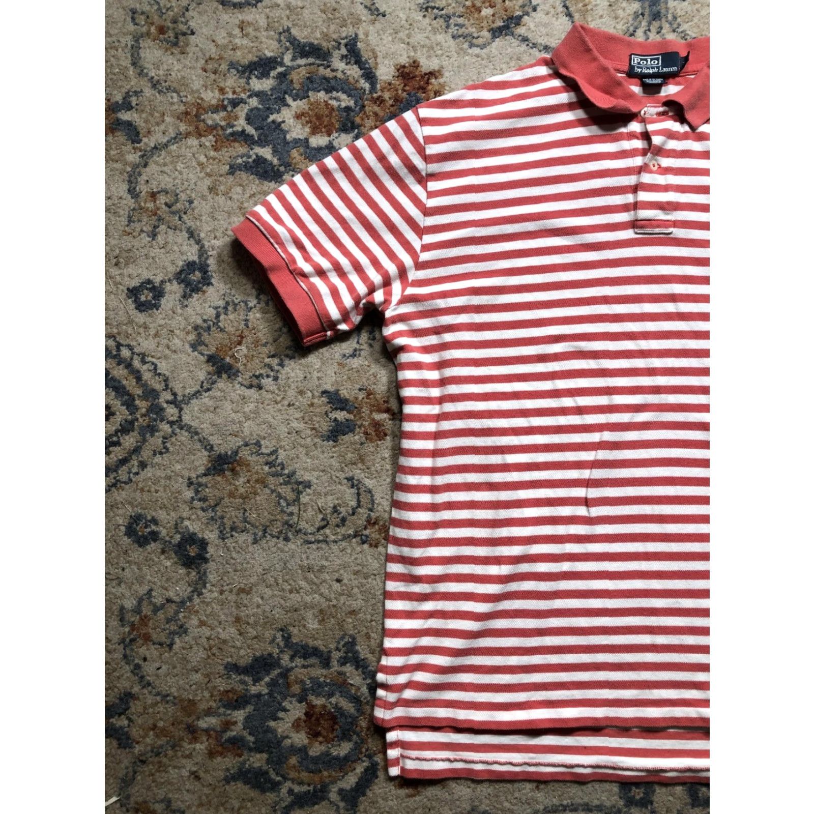 Polo Ralph Lauren VINTAGE Polo Ralph Lauren Polo Shirt Mens XL Red White Striped Cotton Pony Logo Size US XL / EU 56 / 4 - 3 Thumbnail