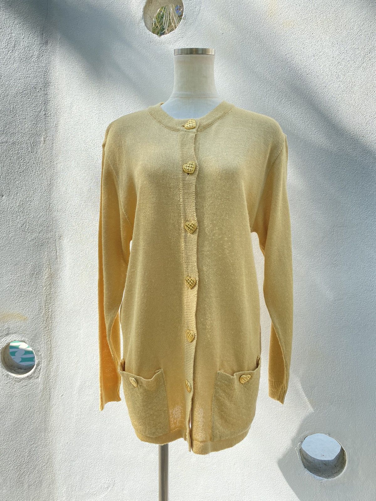 Vintage PALLS PYRA Yellow Knit Cardigan Size M / US 6-8 / IT 42-44 - 18 Thumbnail