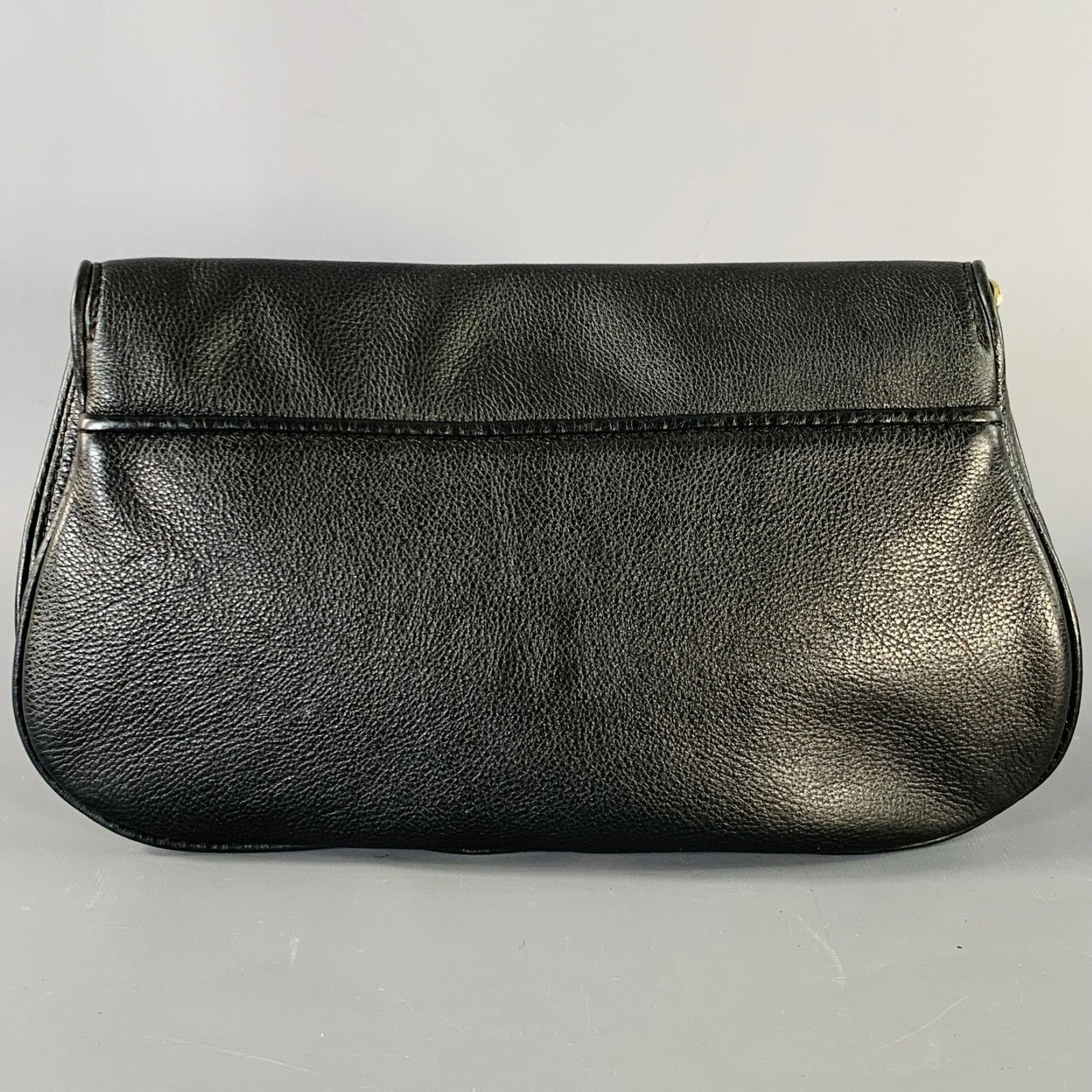 Tory Burch TORY BURCH Black Gold Logo Leather Clutch Handbag Size ONE SIZE - 2 Thumbnail