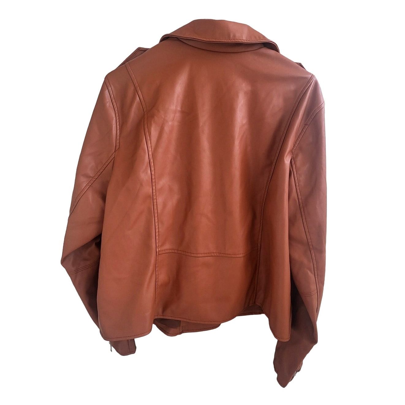 Nine West Nine West Faux Leather Moto Jacket in Rust/Brown - Size 1X Size XL / US 12-14 / IT 48-50 - 2 Thumbnail
