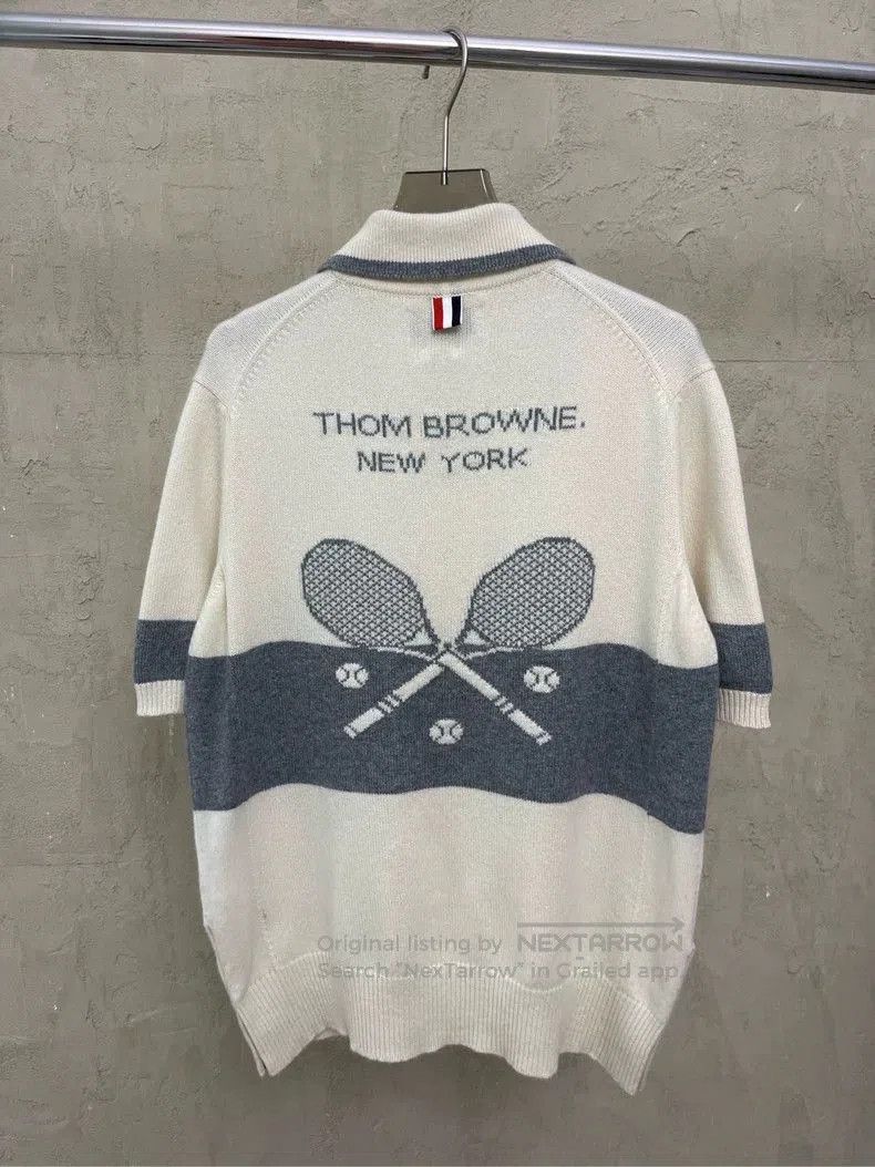 Thom Browne Thom Browne Beige Tennis Polo Sweater. Size US S / EU 44-46 / 1 - 6 Thumbnail