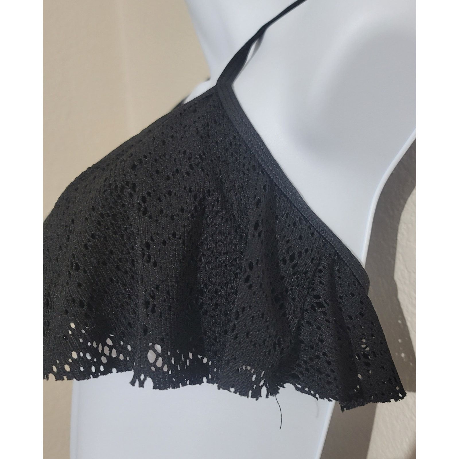 Other Hot Water Black Crochet Fabric Over Bodice Bikini Top Small Size ONE SIZE - 2 Thumbnail