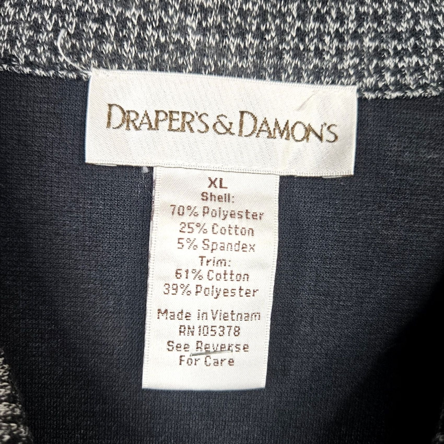 Vintage Draper’s & Damon's Women’s Jacket Houndstooth Button Up XL Gray Knit Lightweight Casual Outdoor Travel Shirt? Size XL / US 12-14 / IT 48-50 - 3 Thumbnail