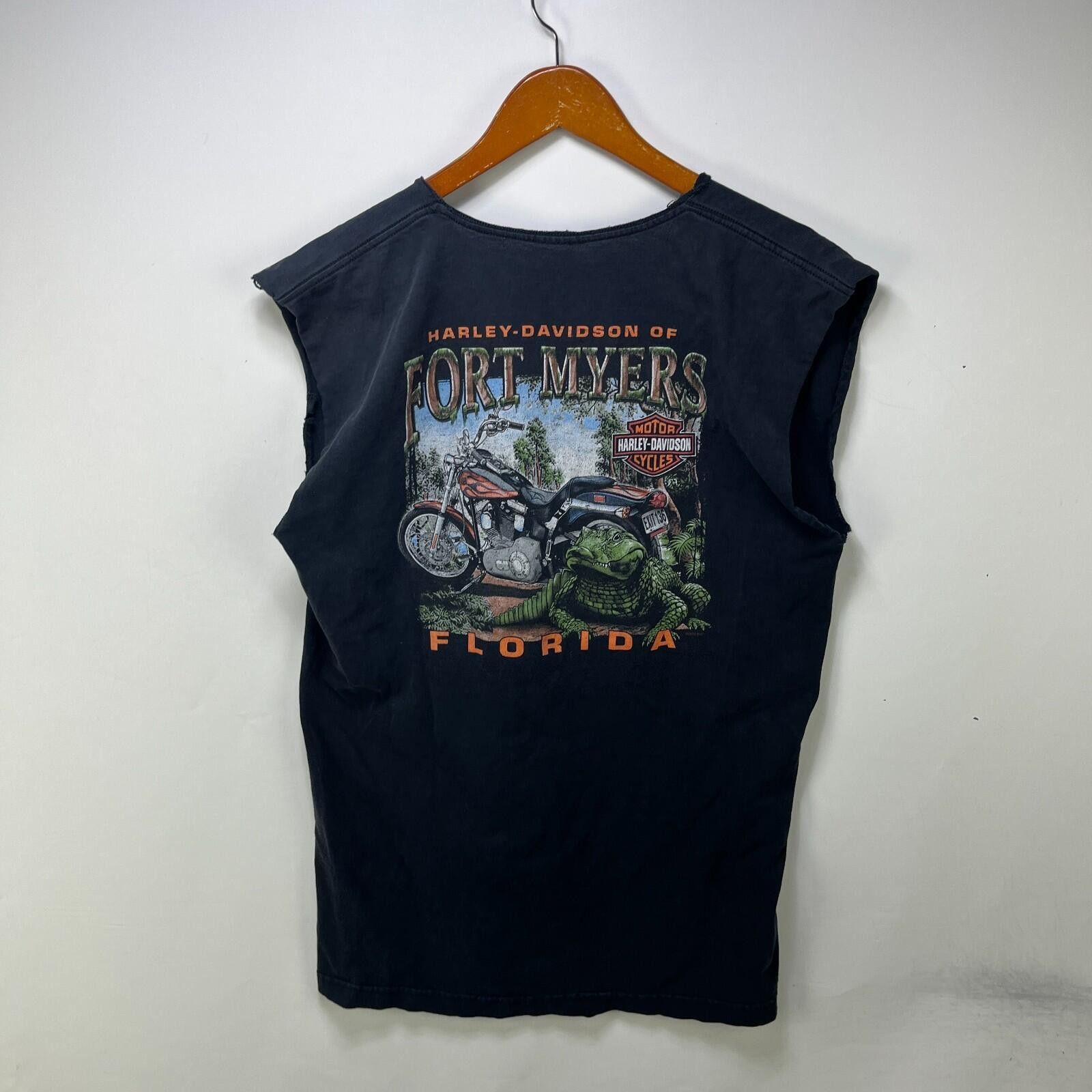 Harley Davidson Vintage Harley Davidson Flames Sun Faded Sleeveless Shirt XL Size US XL / EU 56 / 4 - 4 Thumbnail