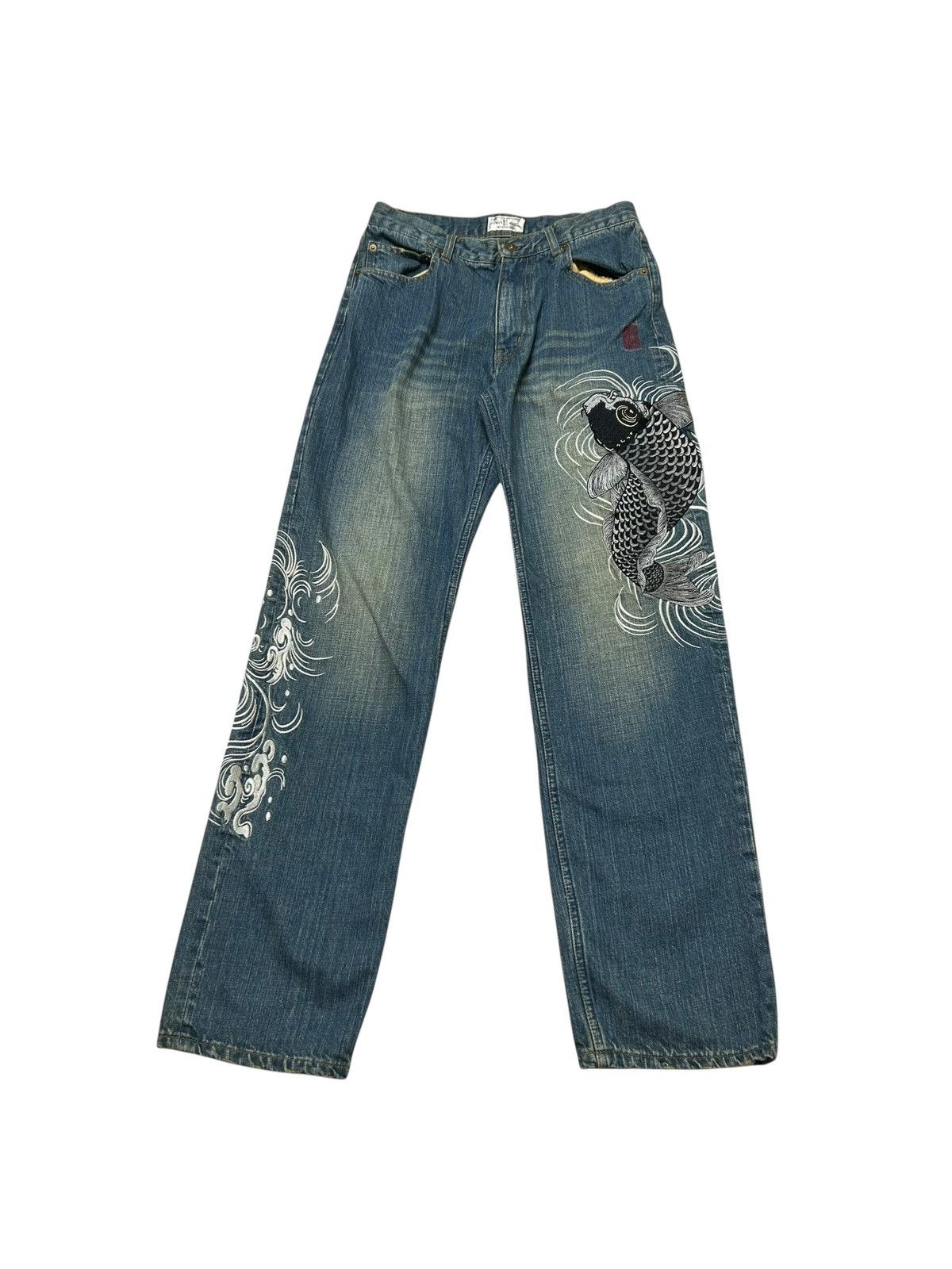 Pre-owned Grailed 369 Karakuri Tamashii Jeans Embroidered Denim Blue Archive