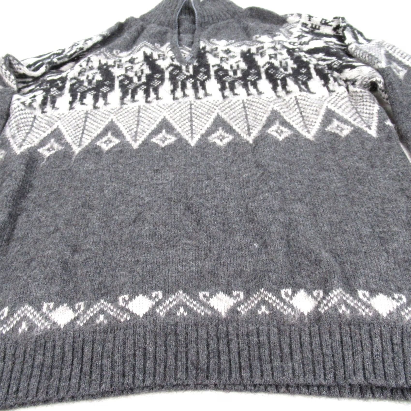 Vintage Wool Sweater Large Gray Animal Print Raglan 1/4 Zip Knit Pullover Mens Size US L / EU 52-54 / 3 - 6 Thumbnail
