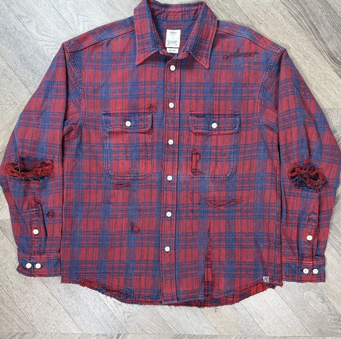 Visvim Visvim 21SS LUMBER CHECK CRASH Wash Damage Plaid Shirt | Grailed