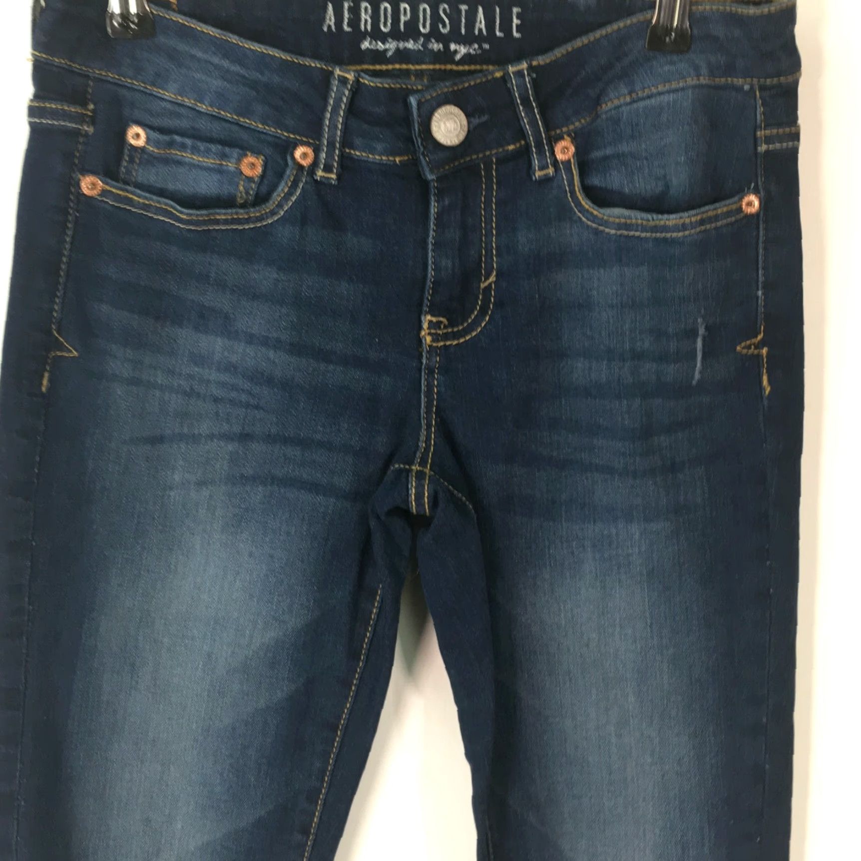 Vintage Aéropostale Jeans Skinny Denim 6 Short Woman Blue 28" Inseam 5-Pocket Regular Rise Jeans Womens Size 28" / US 6 / IT 42 - 3 Thumbnail