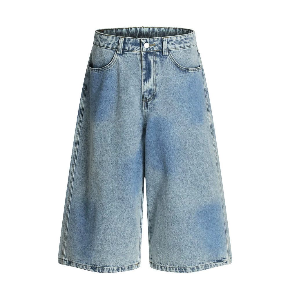 Jean Men's loose washed spray-painted distressed denim shorts Size US 32 / EU 48 - 1 Thumbnail