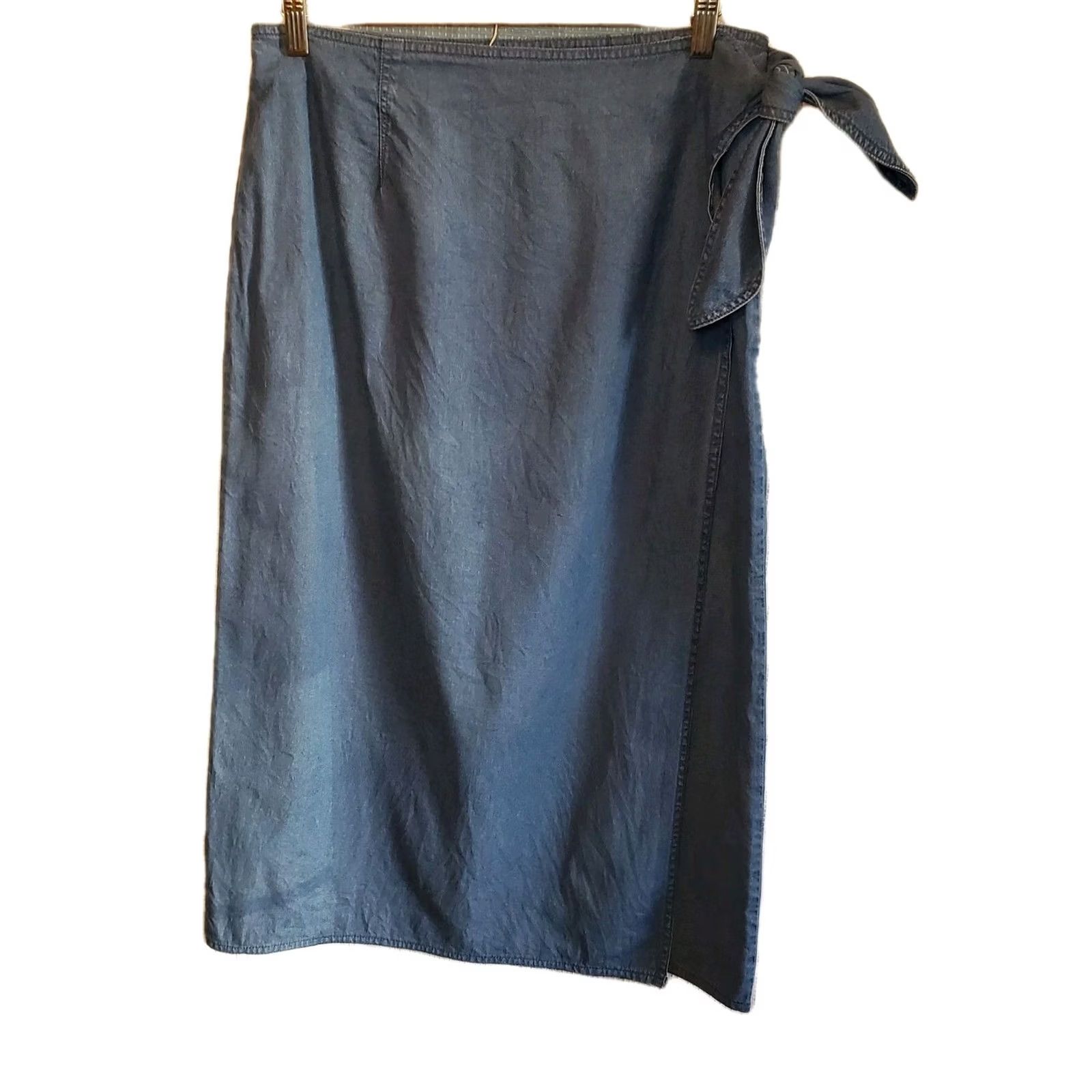 Denime VINTAGE Marsh Landing Denim Wrap Maxi Skirt 12 Blue Tie Side Cowgirl Popular All Seasons Summer Spring Fall Womens Size 34" / US 12 / IT 48 - 2 Thumbnail