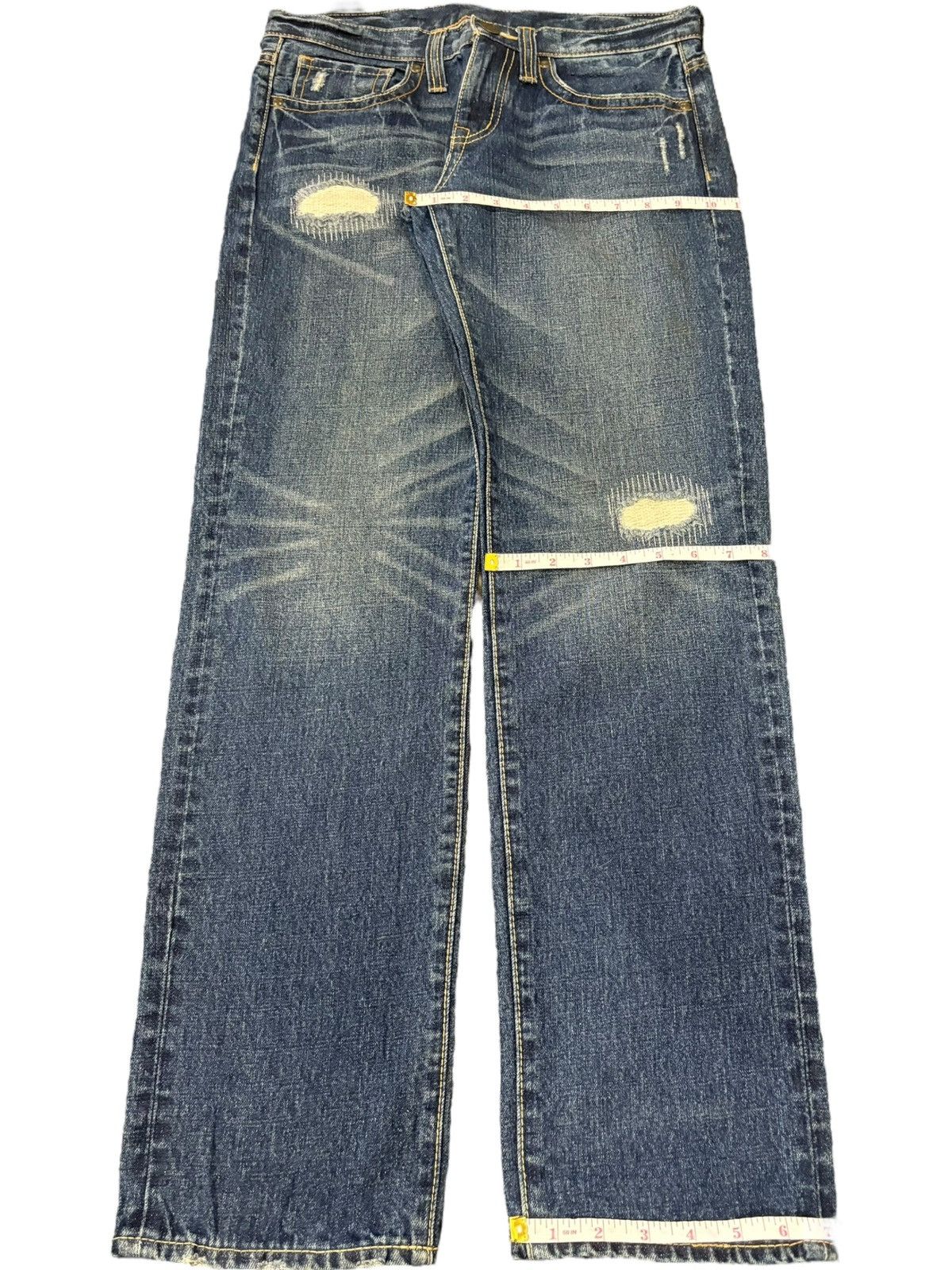 Dsquared2 Vintage Japanese Brand Blue Wash Distressed Sashiko Jeans Size 31" - 9 Thumbnail