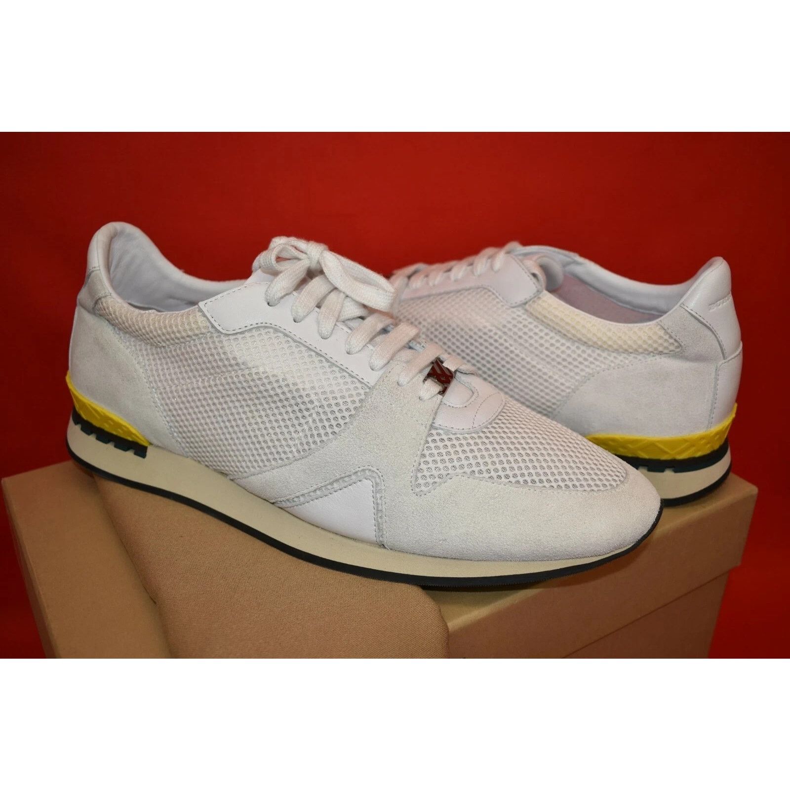 Burberry BURBERRY THE FIELD WHITE MESH SUEDE LOGO SNEAKERS 44.5 ITAL Size US 11.5 / EU 44-45 - 8 Thumbnail