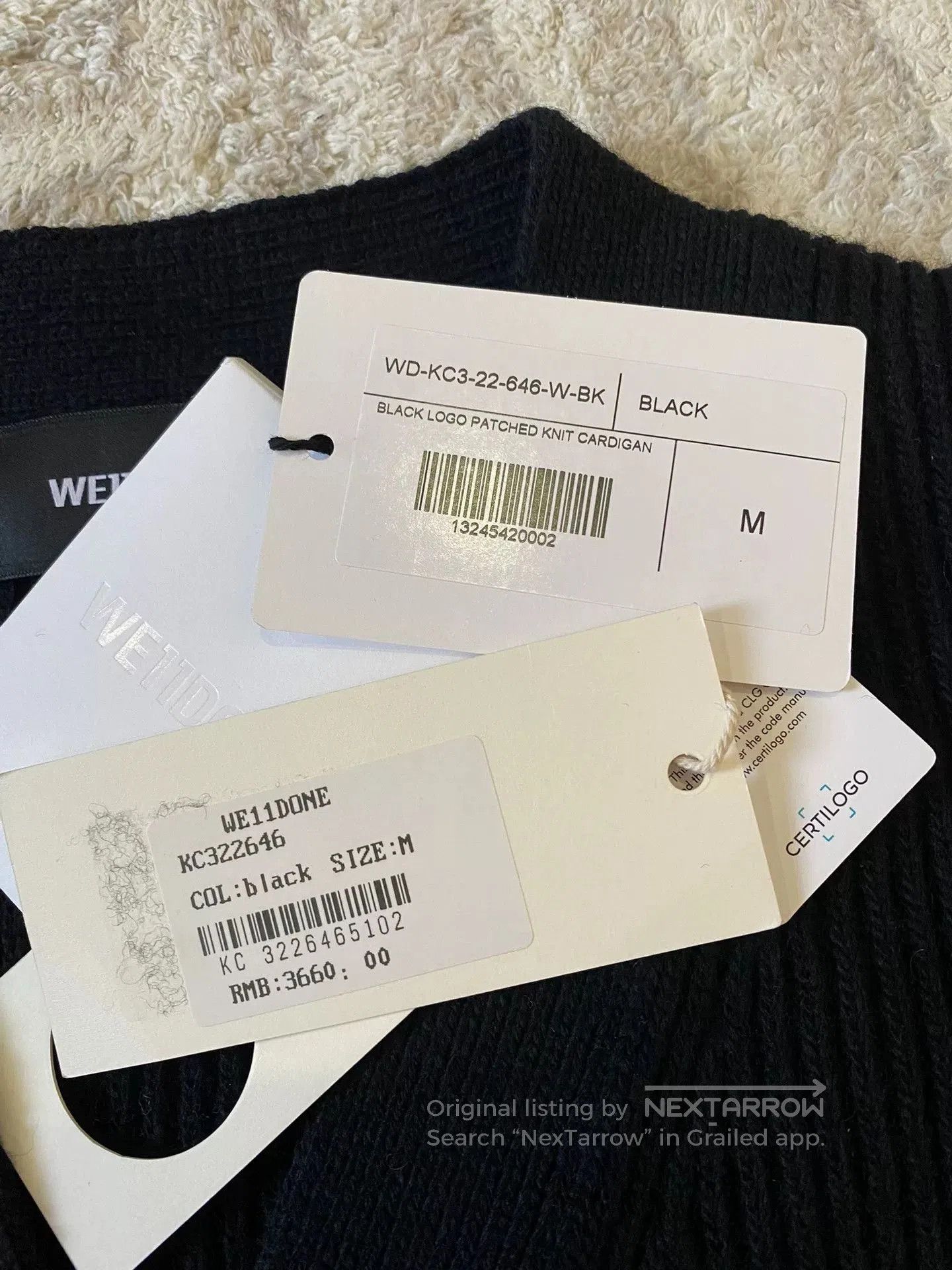 WE11DONE black ribbed knit cardigan with embroidery. Size S / US 4 / IT 40 - 5 Thumbnail