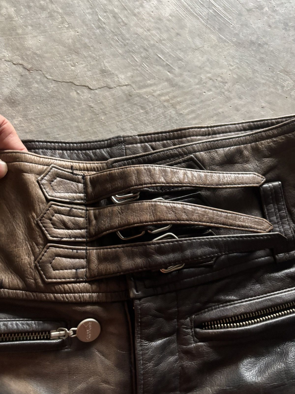 Japanese Brand KOMINE LEATHER PANT MOTORSPORT SUPER SICK FADED PATINA Size US 32 / EU 48 - 4 Thumbnail