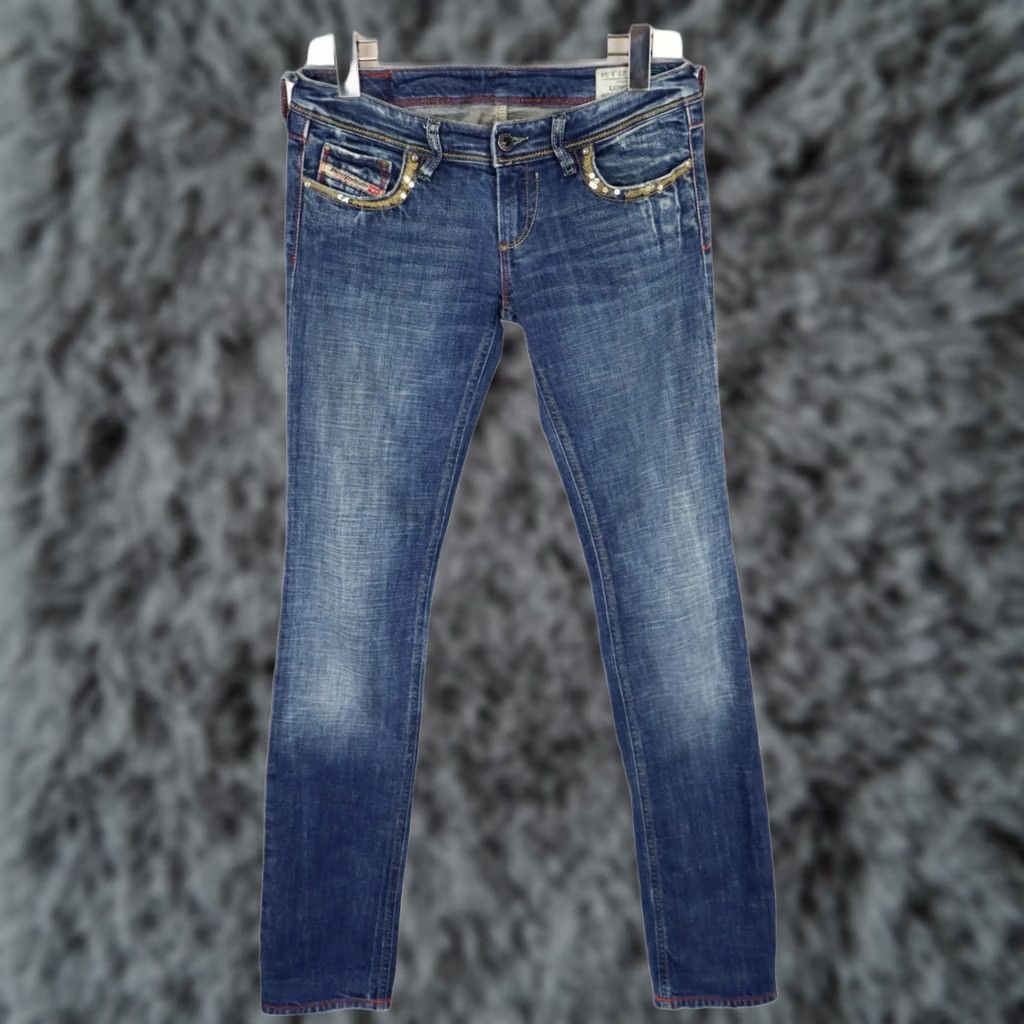 Diesel DIESEL Lowky Slim Fit Jeans Women's W27/L34 Zip Fly 0071L Stretch Blue Denim Low Rise Distressed? Size 27" / US 4 / IT 40 - 1 Thumbnail