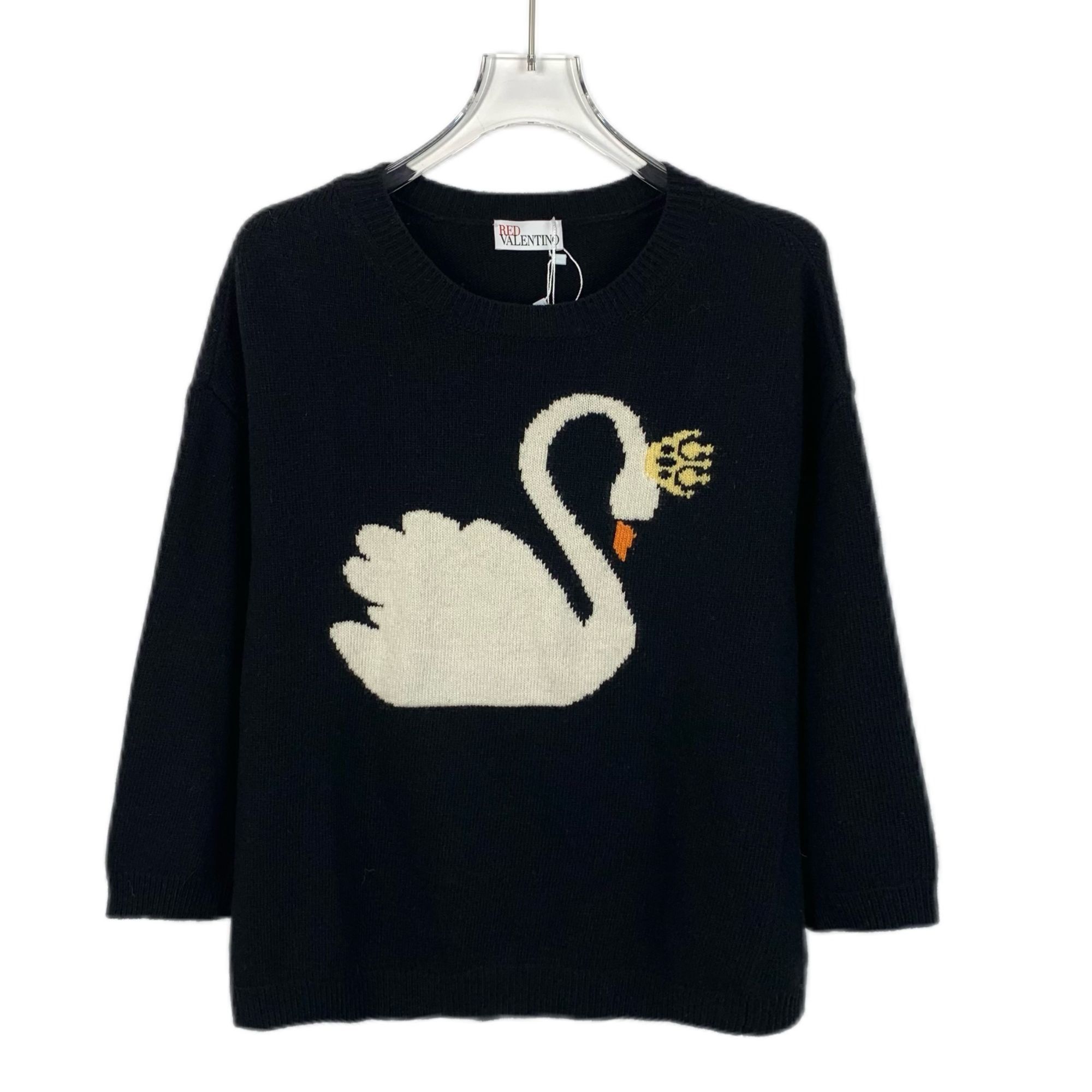 RED Valentino Red Valentino Black Sweater With Swan Graphic Design Size M / US 6-8 / IT 42-44 - 1 Thumbnail