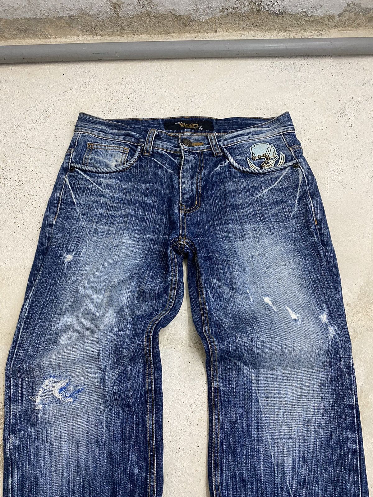 If Six Was Nine × Japanese Brand × Le Grande Bleu (L.G.B.) Cloud 72 Denim Surf Patch of Pirates Blue Way Distressed Size US 33 - 6 Thumbnail