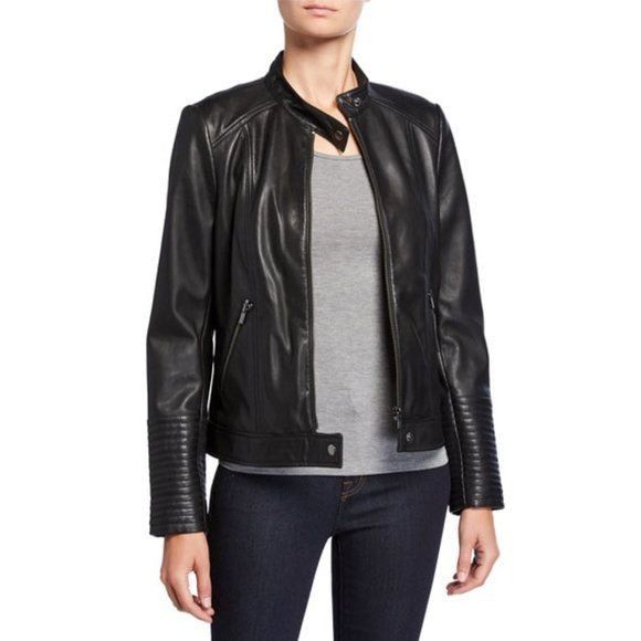 Neiman Marcus Neiman Marcus Black Leather Moto Jacket Size XS / US 0-2 / IT 36-38 - 3 Thumbnail