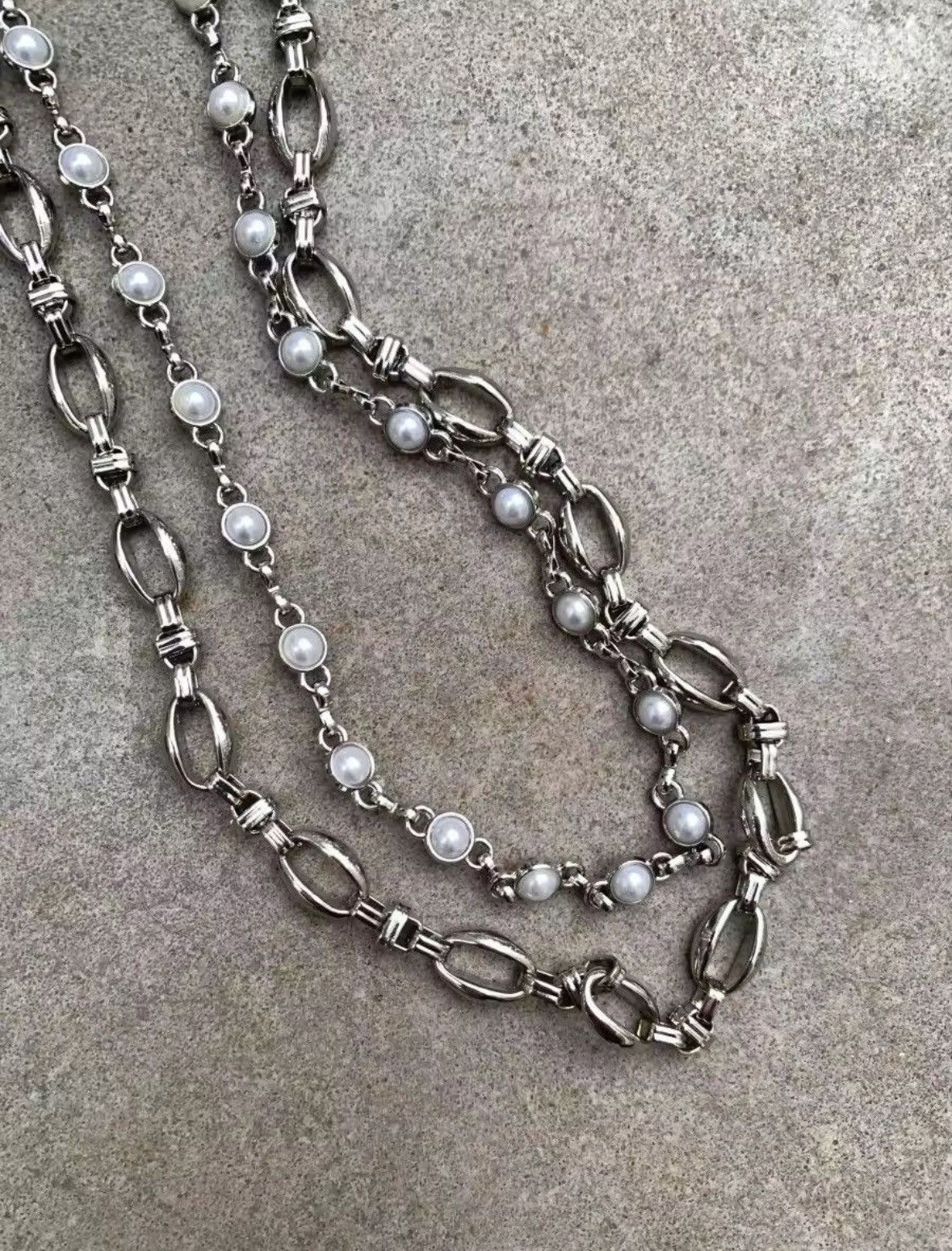 Other Retro Carving Flowers Metal Pearl Double Pant Chain Size ONE SIZE - 4 Thumbnail