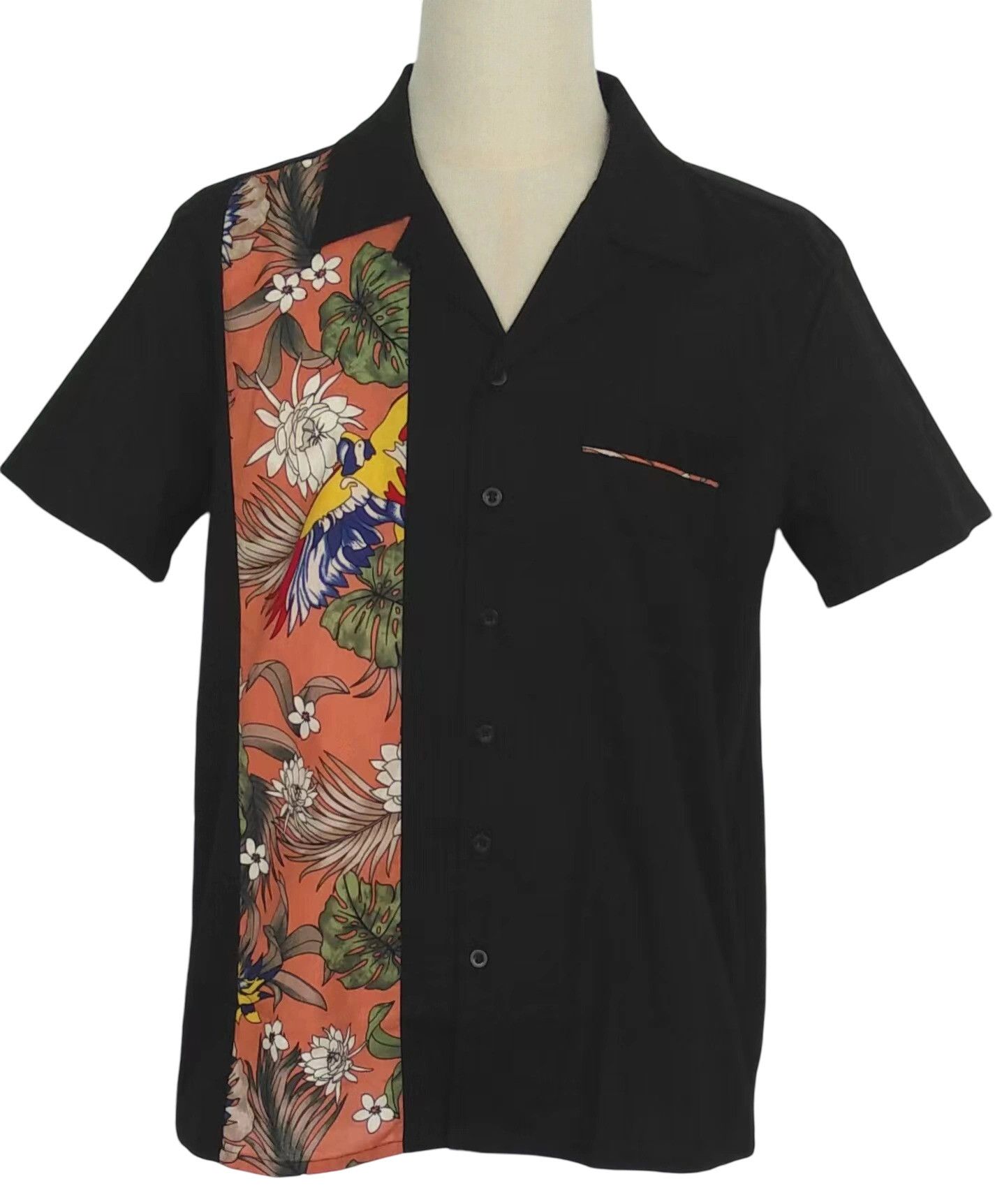 Other Pocket Black Men Shirts Contrast Birds Pattern Size US XL / EU 56 / 4 - 1 Thumbnail